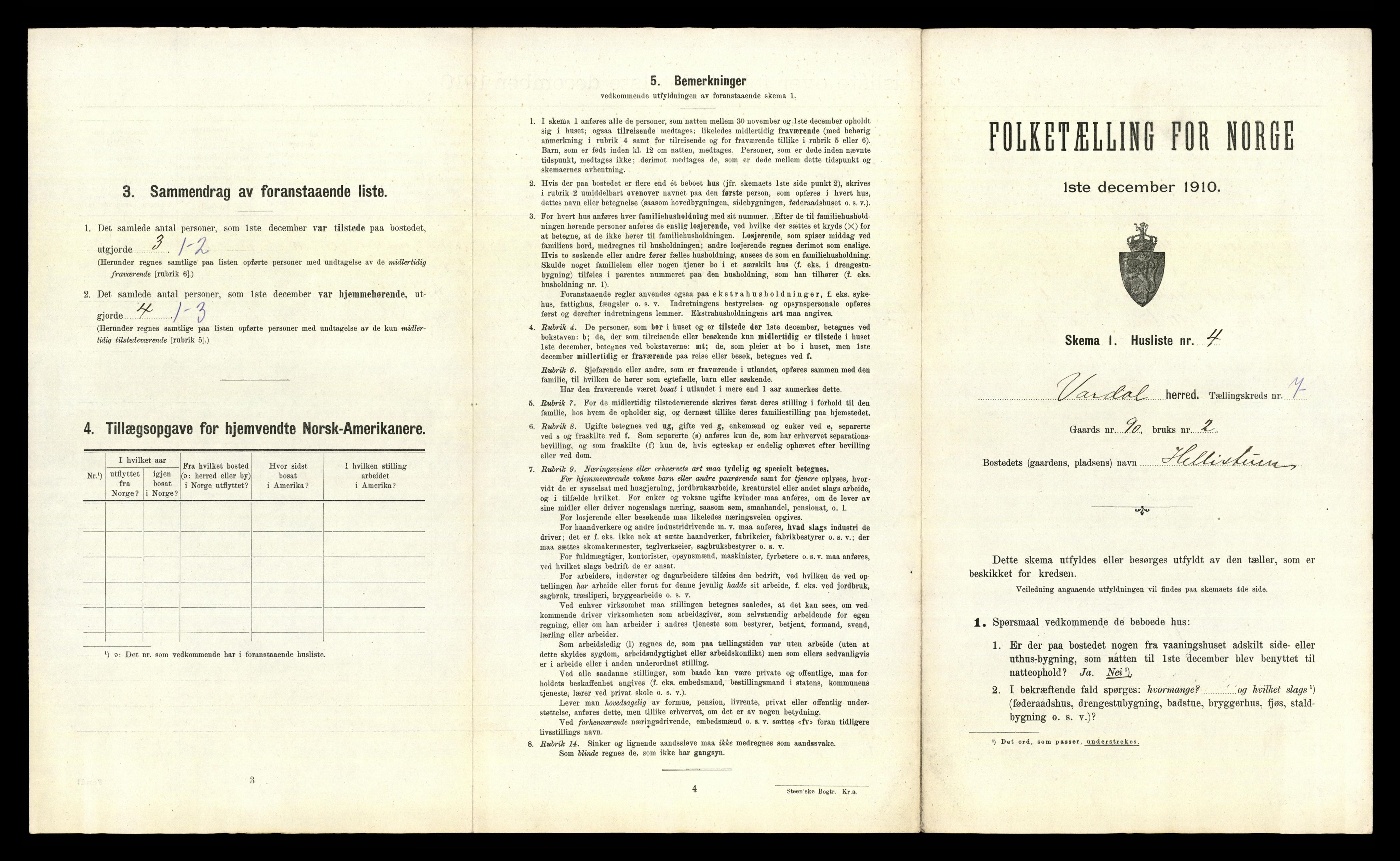 RA, 1910 census for Vardal, 1910, p. 838