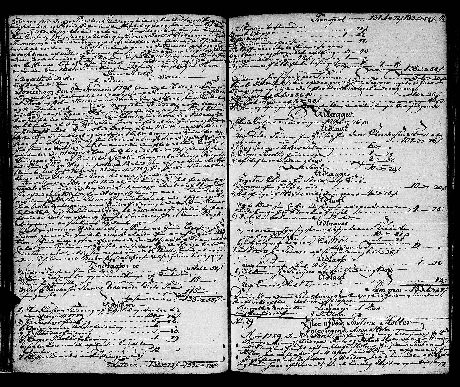 Kongsberg byfogd, AV/SAKO-A-84/H/Hb/L0012: Skifteprotokoll, 1789-1794, p. 41b-42a