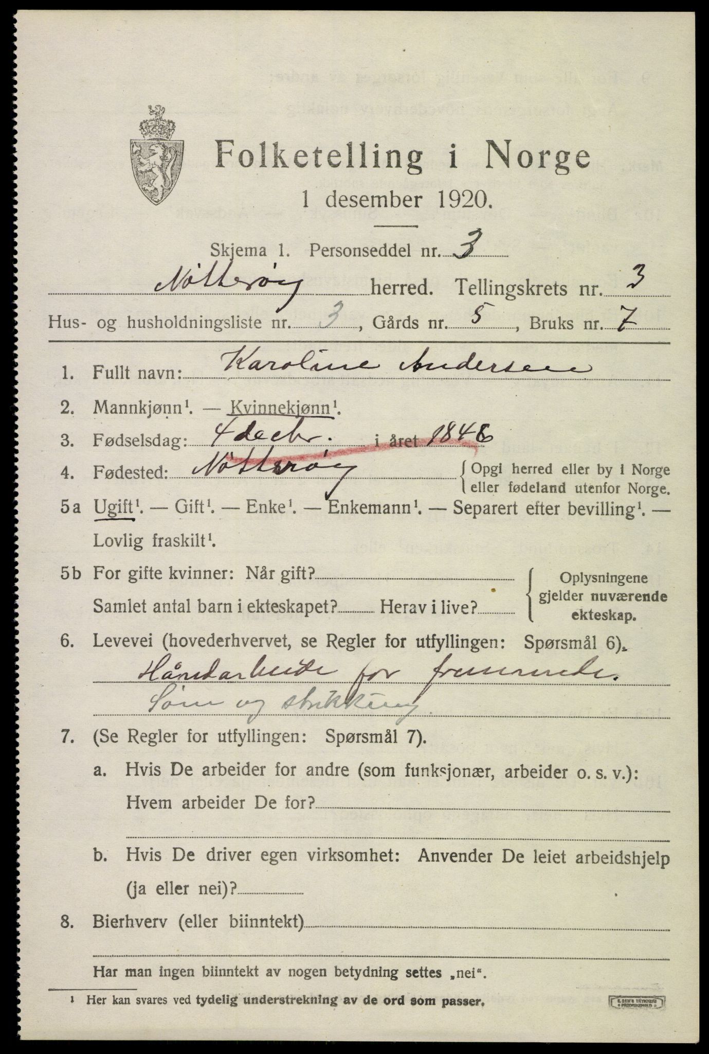 SAKO, 1920 census for Nøtterøy, 1920, p. 5583