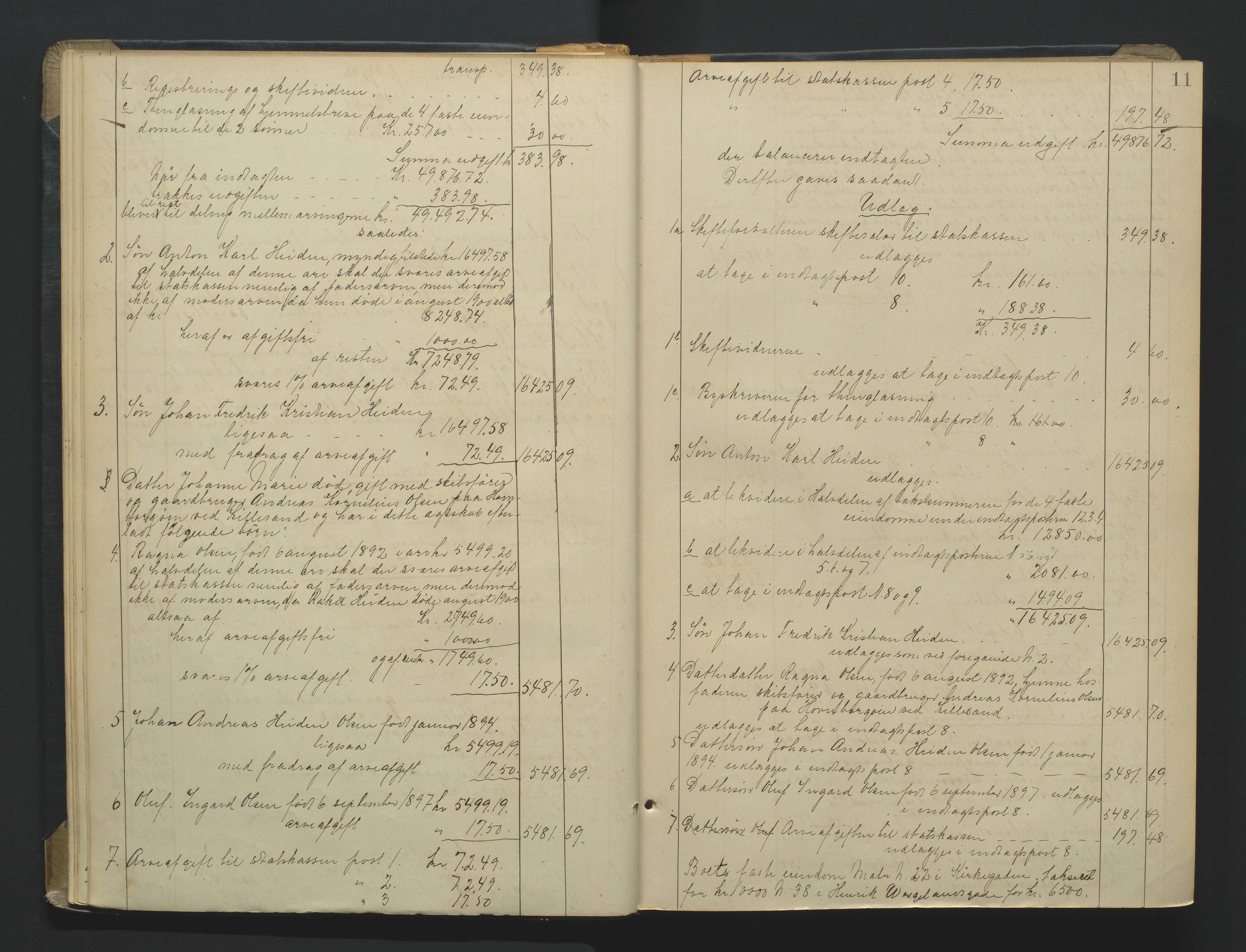 Kristiansand byrett, AV/SAK-1223-0001/H/Hc/L0060: Skifteutlodningsprotokoll nr. 6, med register, 1903-1916, p. 11