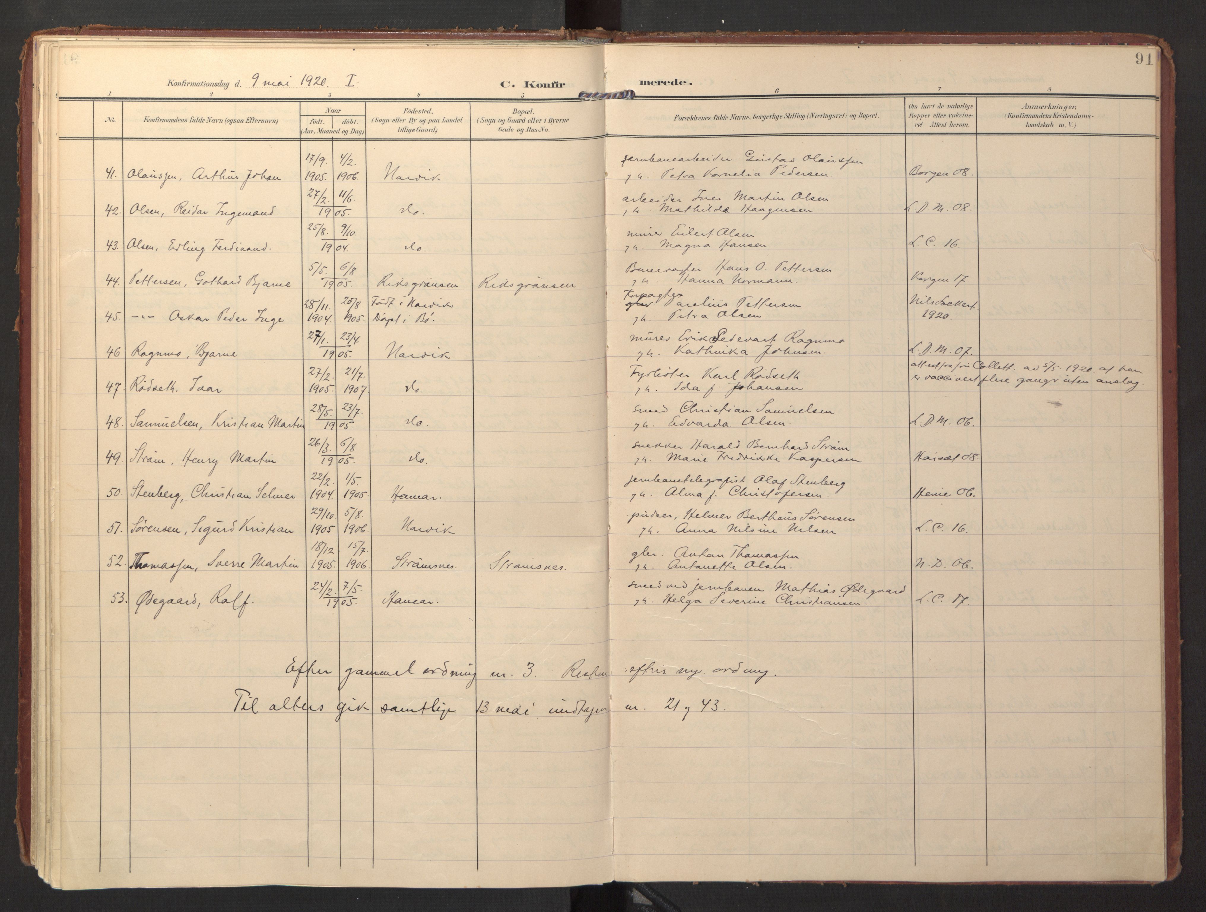 Ministerialprotokoller, klokkerbøker og fødselsregistre - Nordland, AV/SAT-A-1459/871/L0998: Parish register (official) no. 871A14, 1902-1921, p. 91