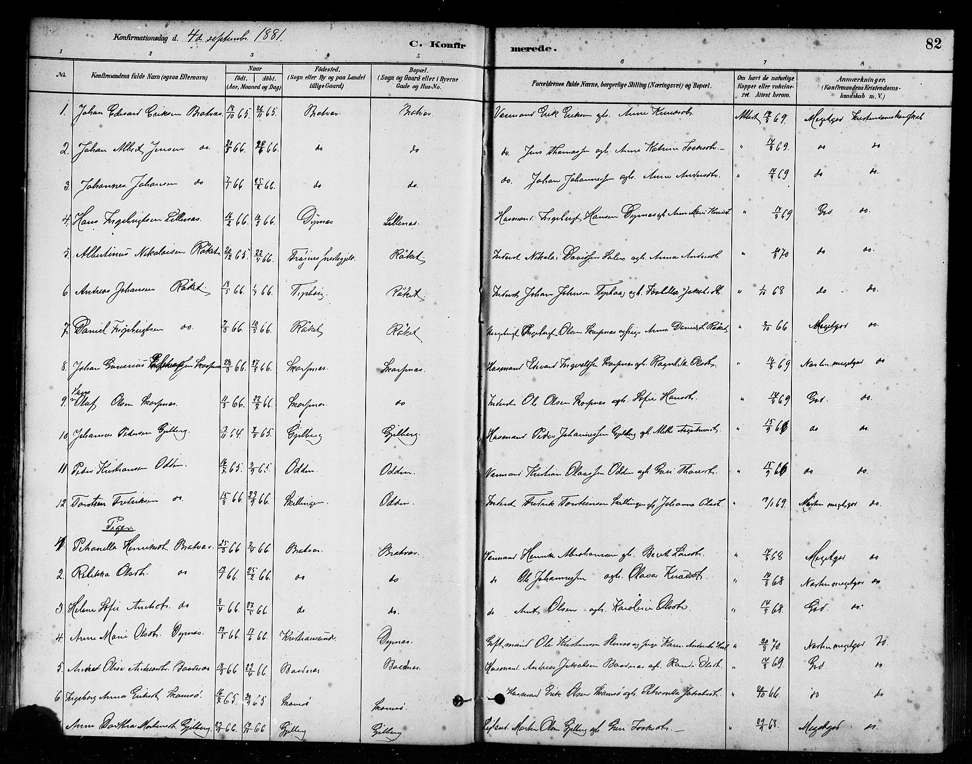 Ministerialprotokoller, klokkerbøker og fødselsregistre - Møre og Romsdal, AV/SAT-A-1454/582/L0947: Parish register (official) no. 582A01, 1880-1900, p. 82