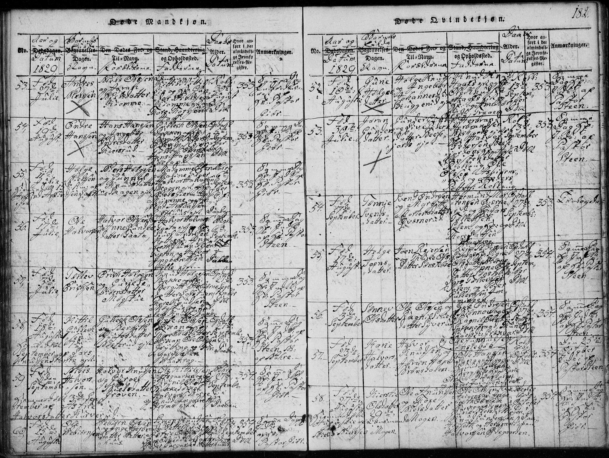 Rollag kirkebøker, SAKO/A-240/G/Ga/L0001: Parish register (copy) no. I 1, 1814-1831, p. 182