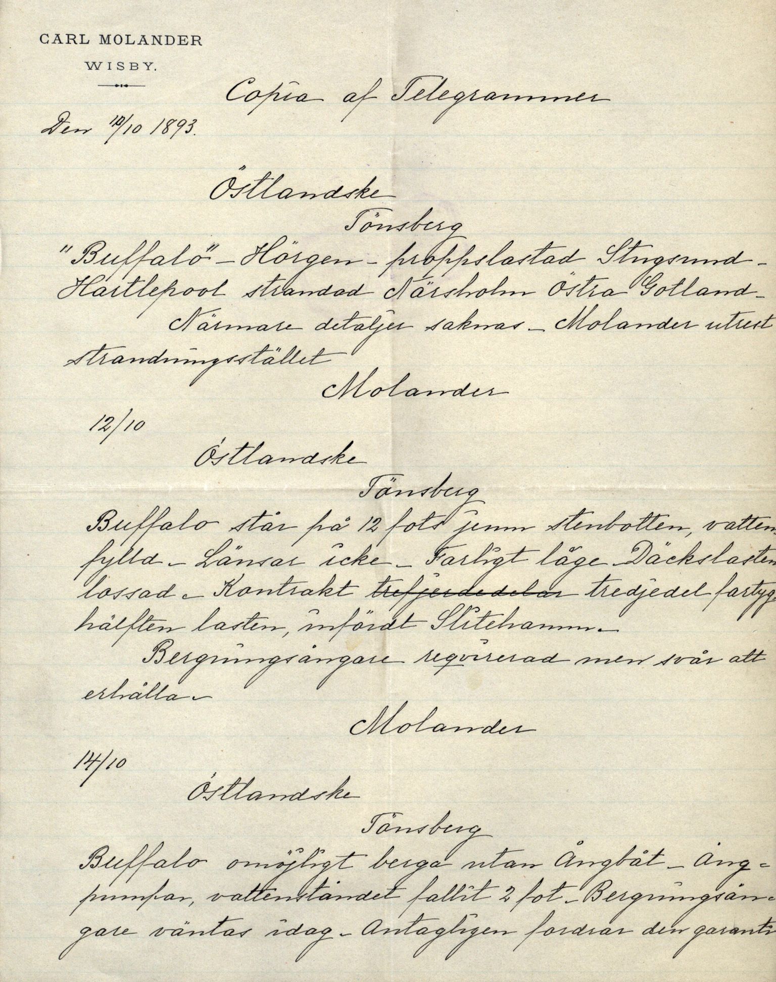 Pa 63 - Østlandske skibsassuranceforening, VEMU/A-1079/G/Ga/L0029/0009: Havaridokumenter / Anette, Agathe, Agra, Buffalo, 1893, p. 36