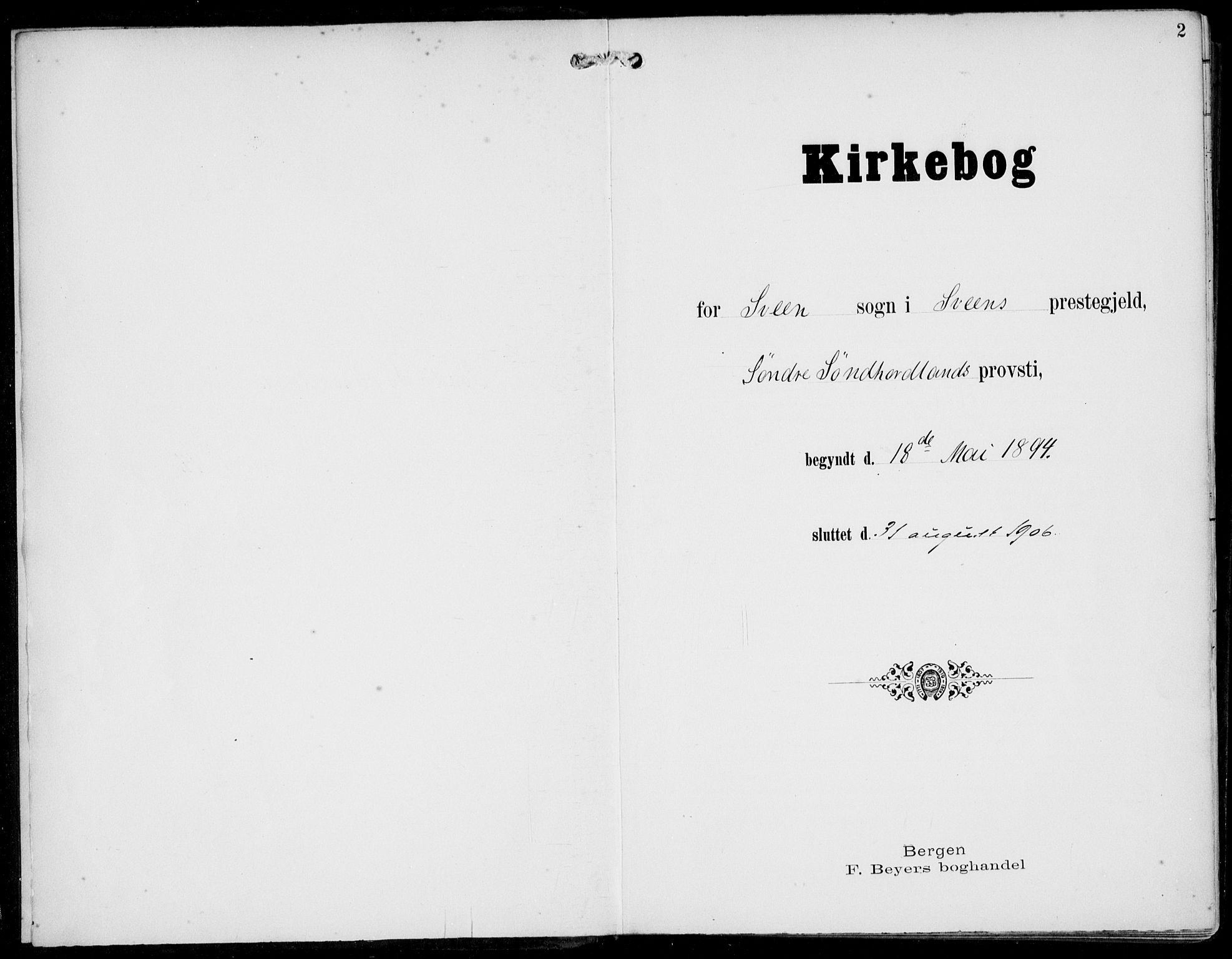 Sveio Sokneprestembete, AV/SAB-A-78501/H/Haa: Parish register (official) no. B  3, 1894-1906, p. 2