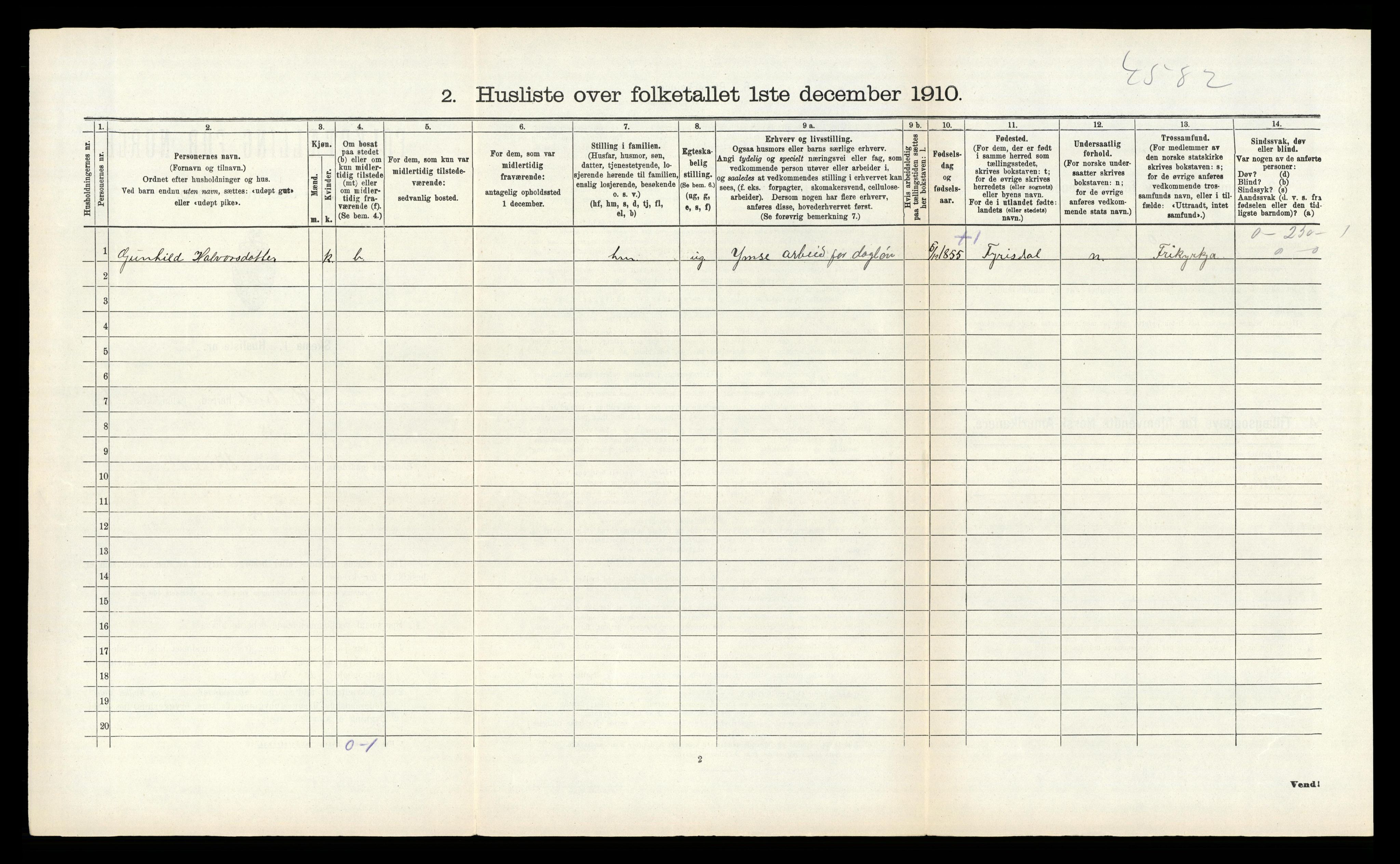 RA, 1910 census for Kviteseid, 1910, p. 539