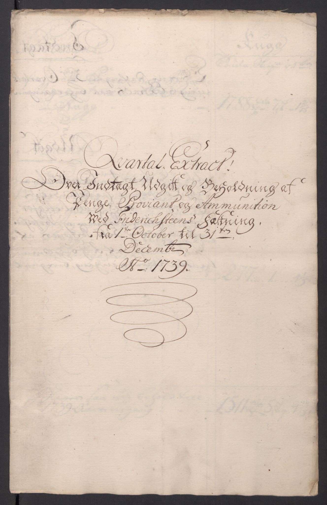 Kommanderende general (KG I) med Det norske krigsdirektorium, RA/EA-5419/D/L0154: Fredriksten festning: Brev, inventarfortegnelser og regnskapsekstrakter, 1730-1739, p. 772