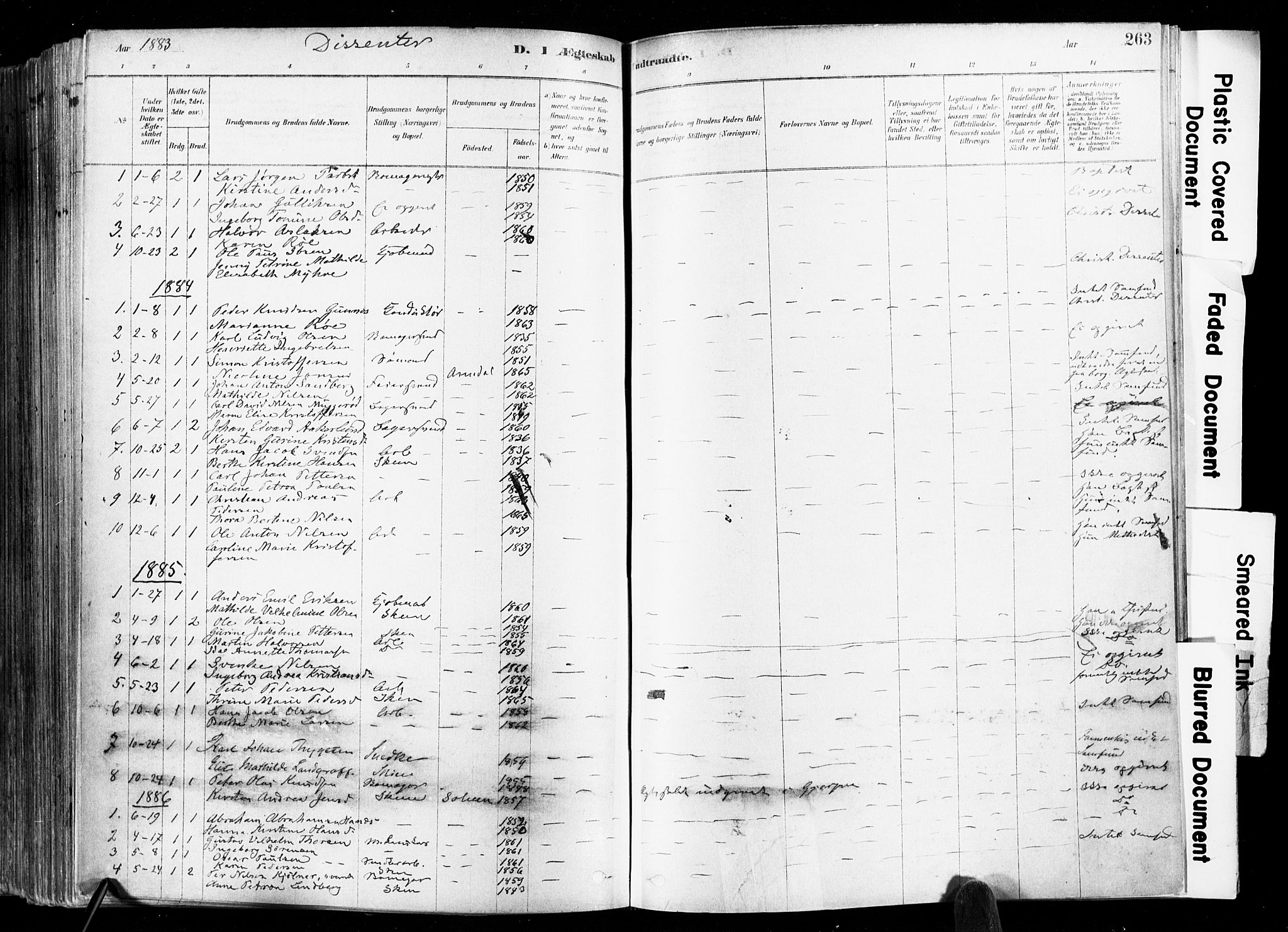 Skien kirkebøker, SAKO/A-302/F/Fa/L0009: Parish register (official) no. 9, 1878-1890, p. 263