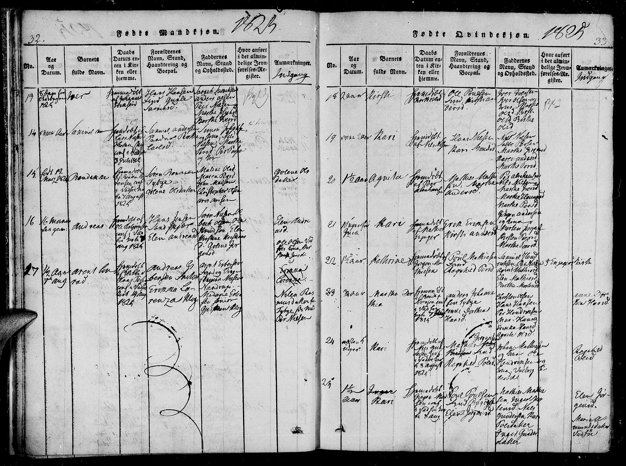 Vadsø sokneprestkontor, SATØ/S-1325/H/Ha/L0003kirke: Parish register (official) no. 3 /1, 1821-1839, p. 32-33