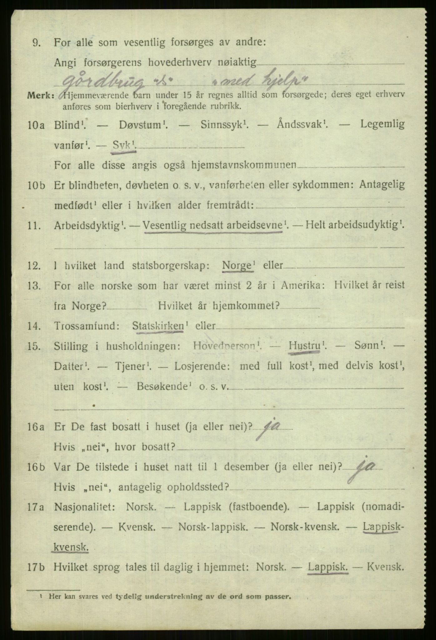 SATØ, 1920 census for Lyngen, 1920, p. 3550