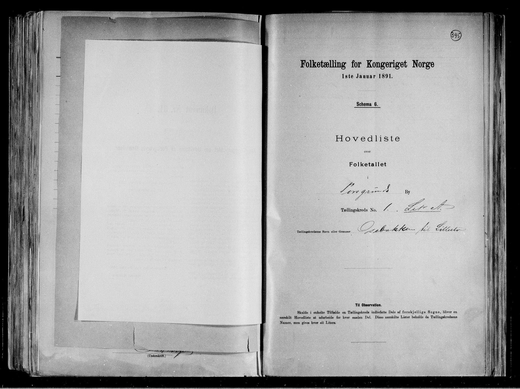 RA, 1891 census for 0805 Porsgrunn, 1891, p. 6