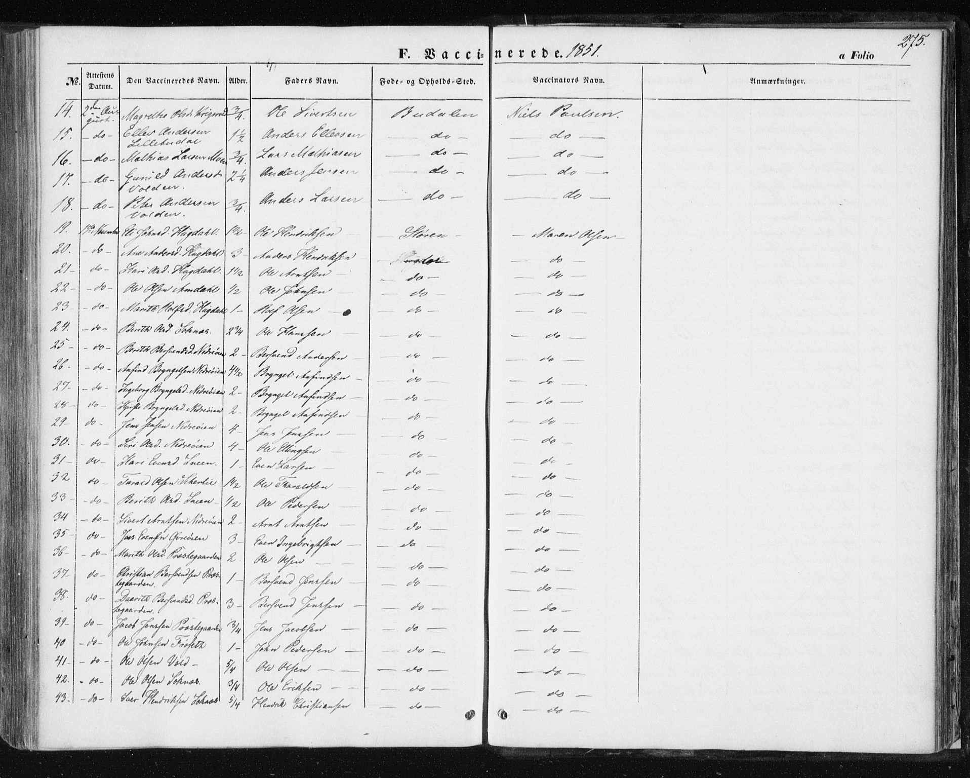 Ministerialprotokoller, klokkerbøker og fødselsregistre - Sør-Trøndelag, SAT/A-1456/687/L1000: Parish register (official) no. 687A06, 1848-1869, p. 275