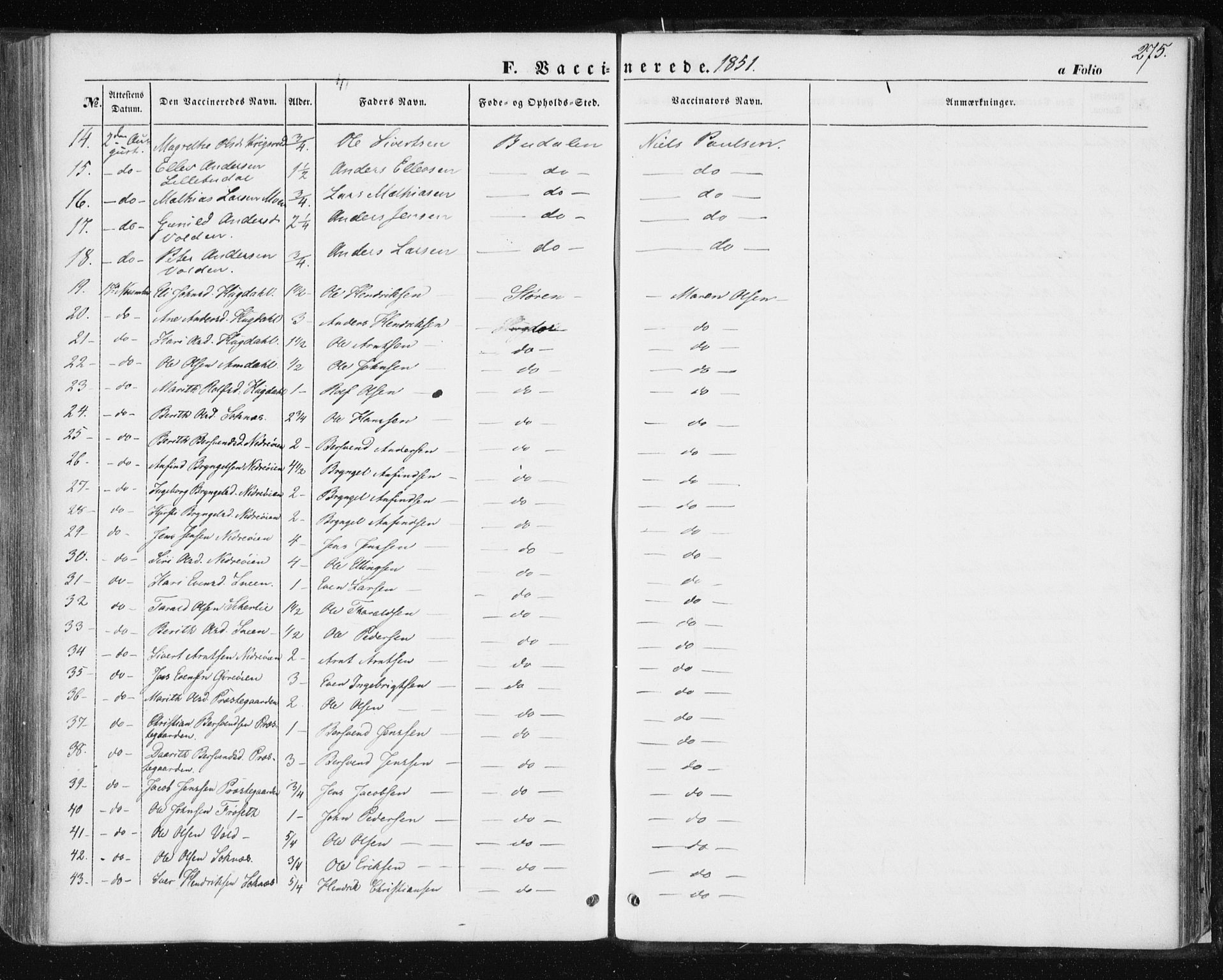 Ministerialprotokoller, klokkerbøker og fødselsregistre - Sør-Trøndelag, AV/SAT-A-1456/687/L1000: Parish register (official) no. 687A06, 1848-1869, p. 275