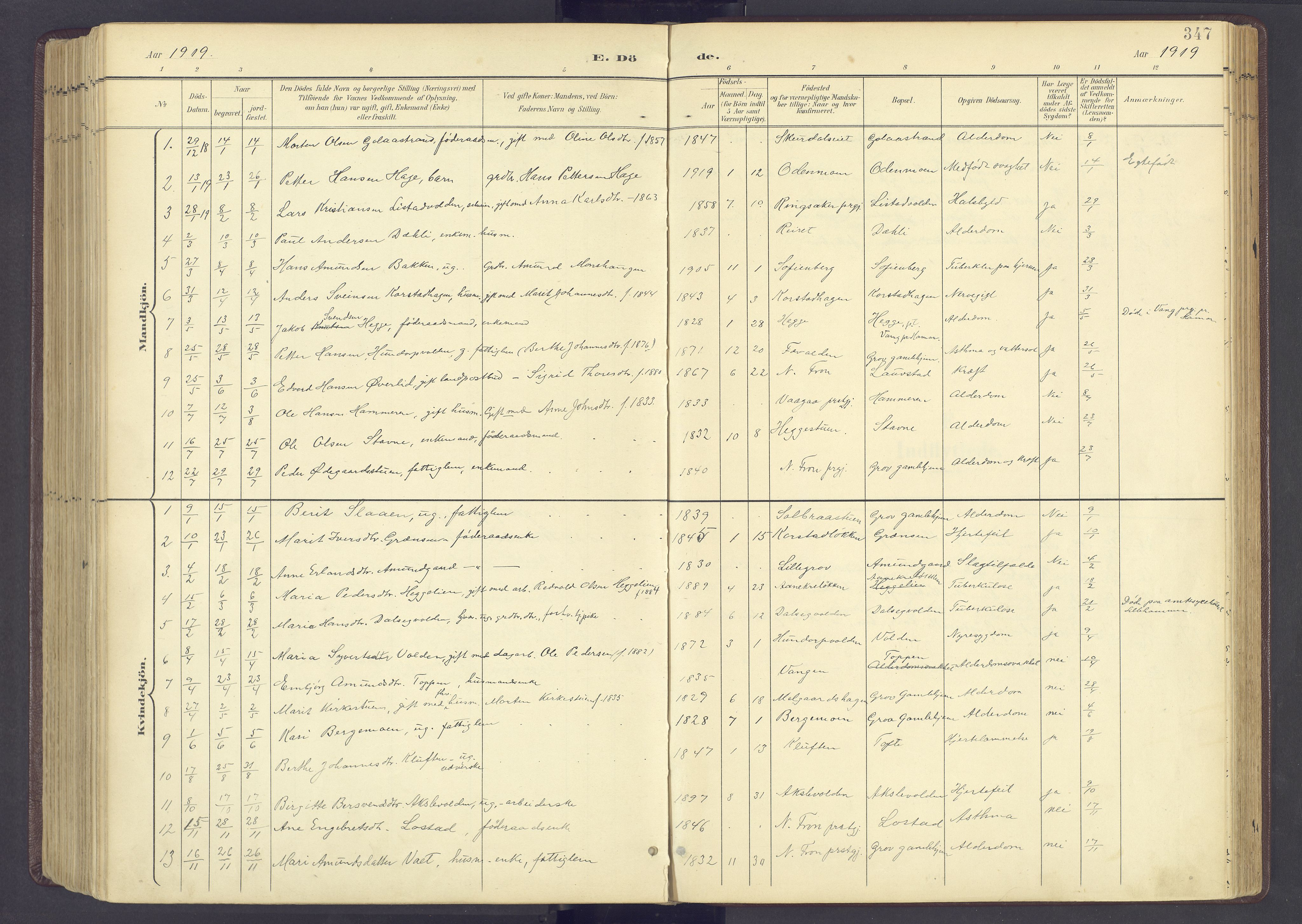 Sør-Fron prestekontor, AV/SAH-PREST-010/H/Ha/Haa/L0004: Parish register (official) no. 4, 1898-1919, p. 347