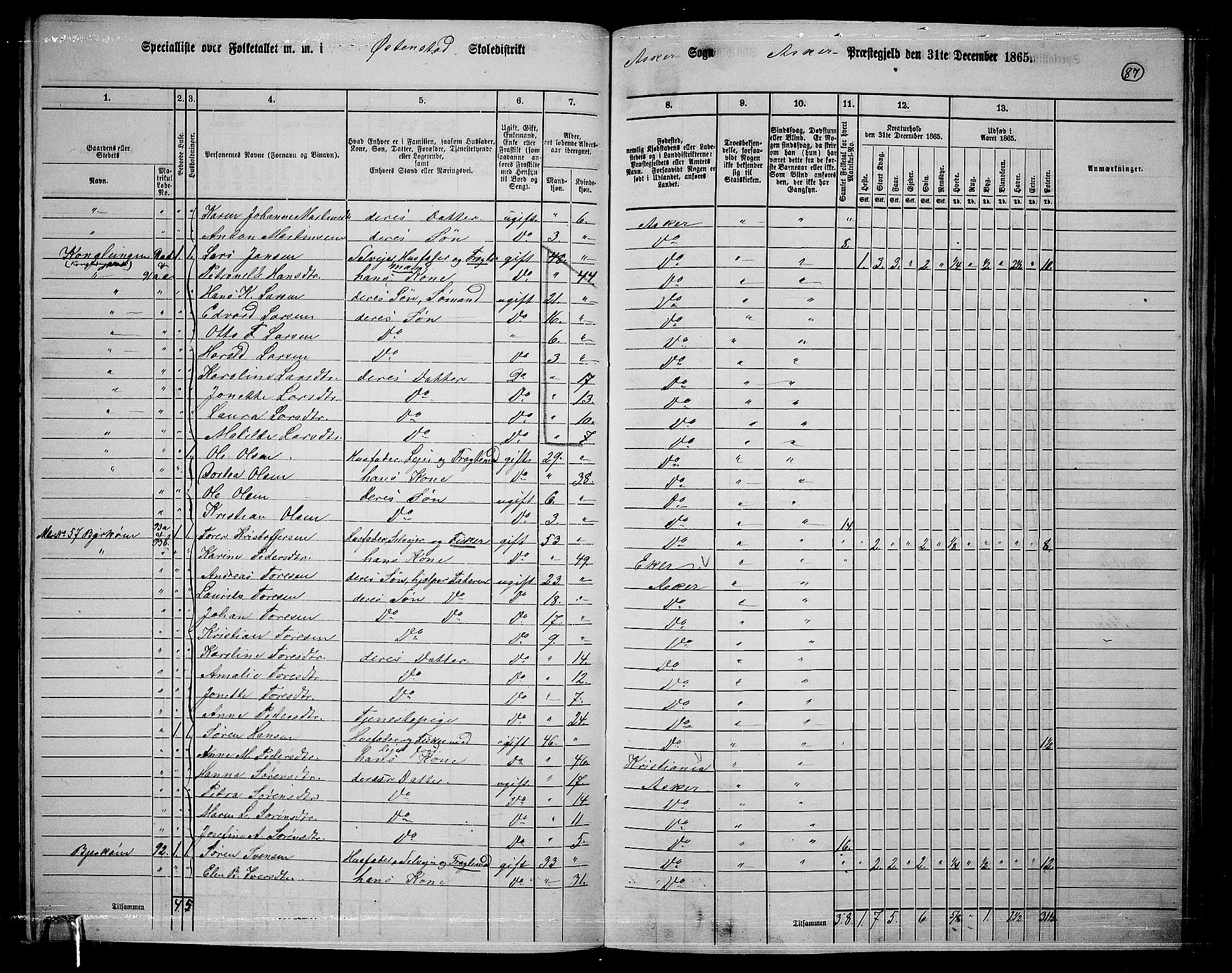 RA, 1865 census for Asker, 1865, p. 83