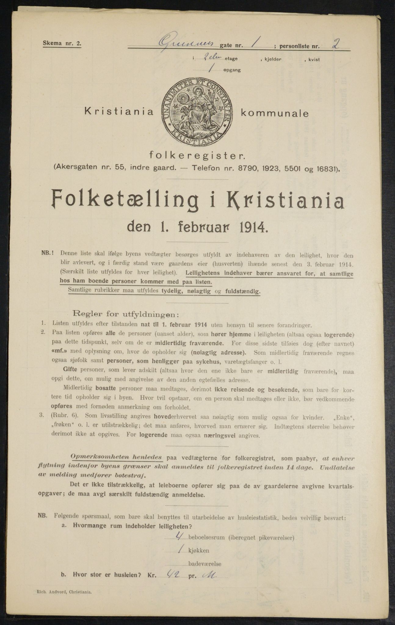 OBA, Municipal Census 1914 for Kristiania, 1914, p. 30748