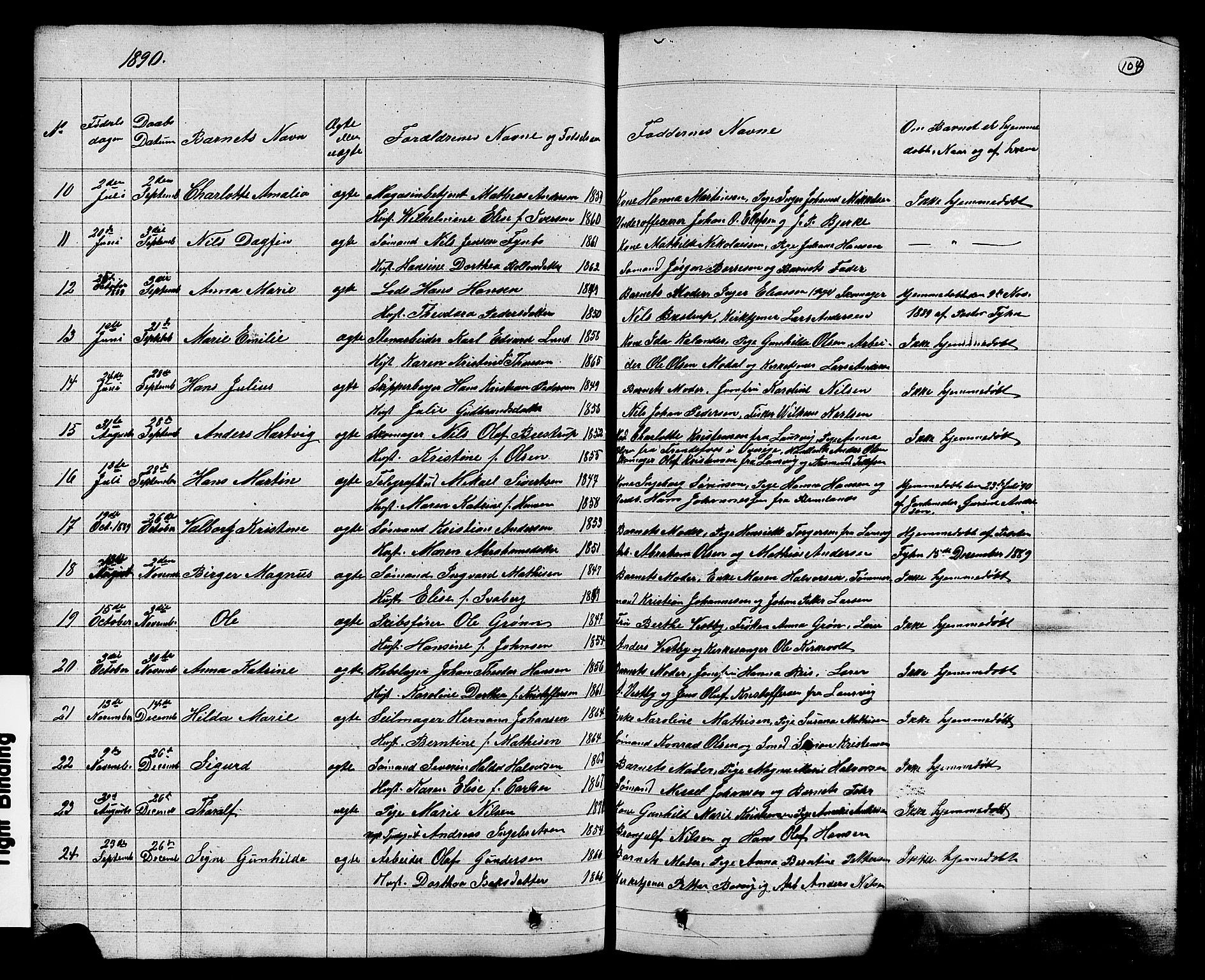 Stavern kirkebøker, AV/SAKO-A-318/G/Ga/L0002: Parish register (copy) no. 2, 1839-1909, p. 104