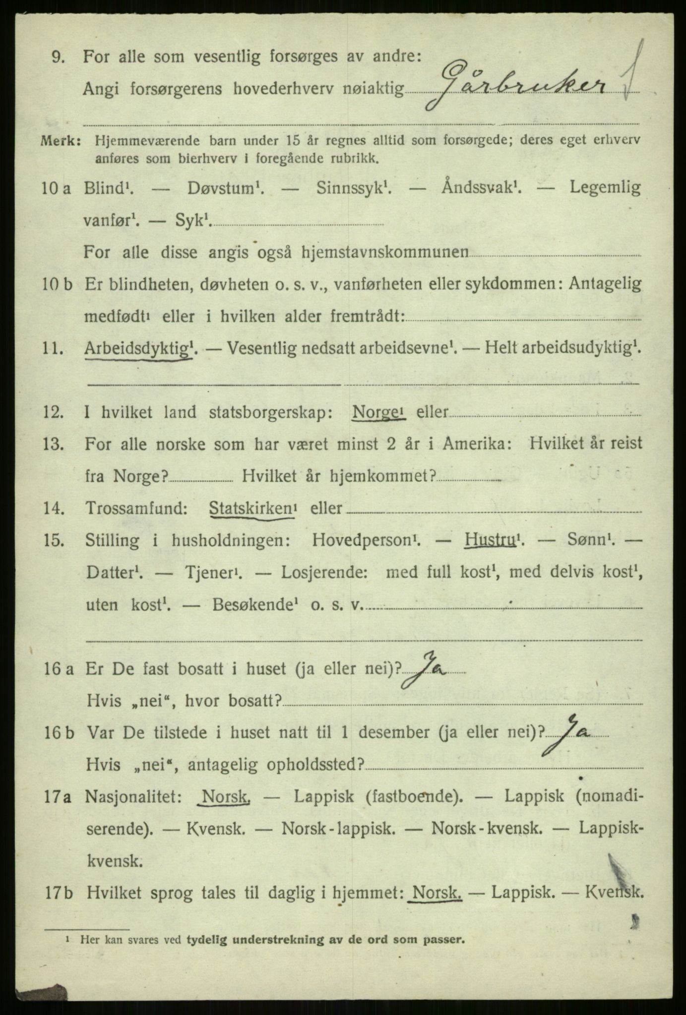 SATØ, 1920 census for Malangen, 1920, p. 2771