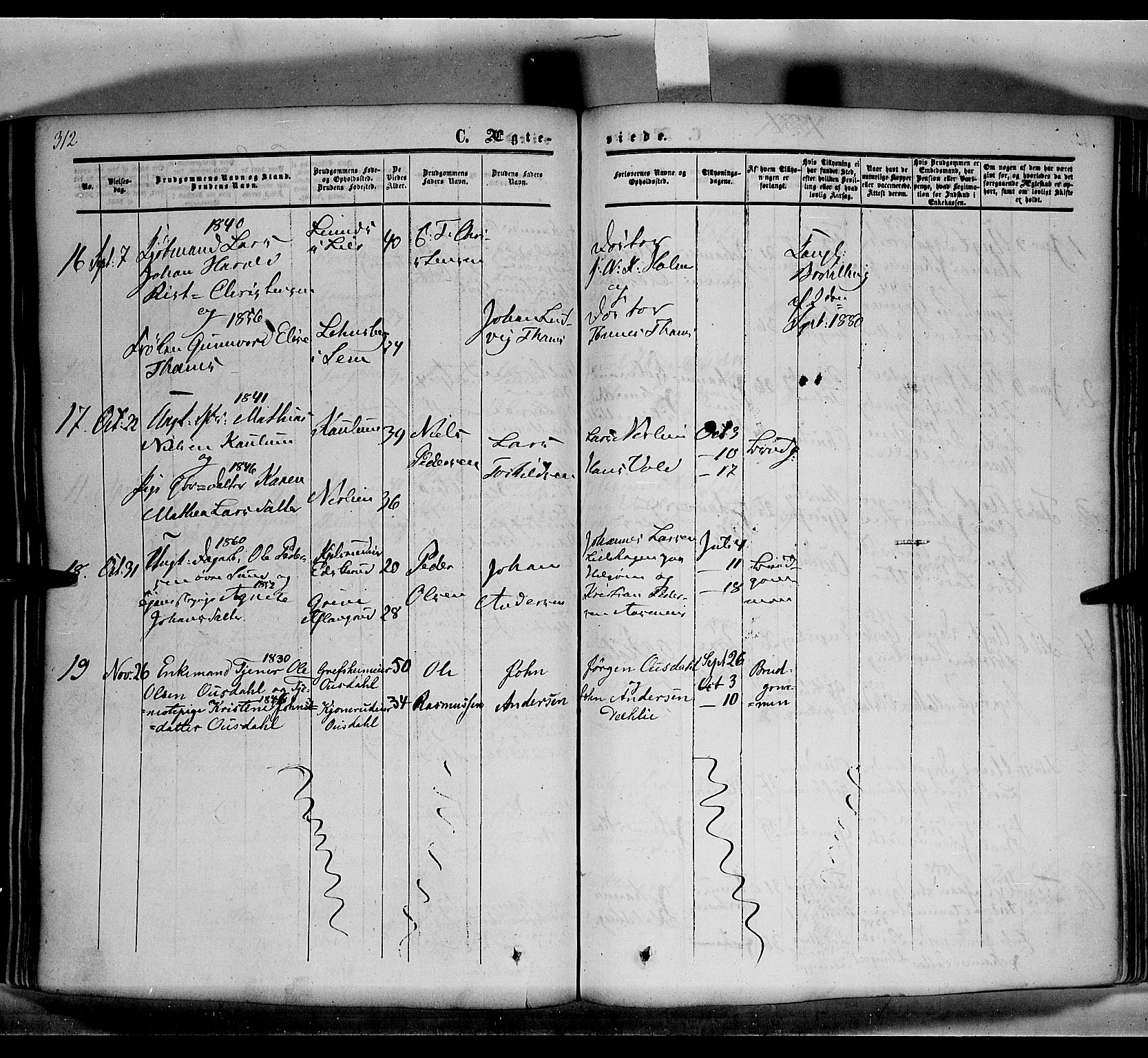 Nes prestekontor, Hedmark, AV/SAH-PREST-020/K/Ka/L0004: Parish register (official) no. 4, 1852-1886, p. 312