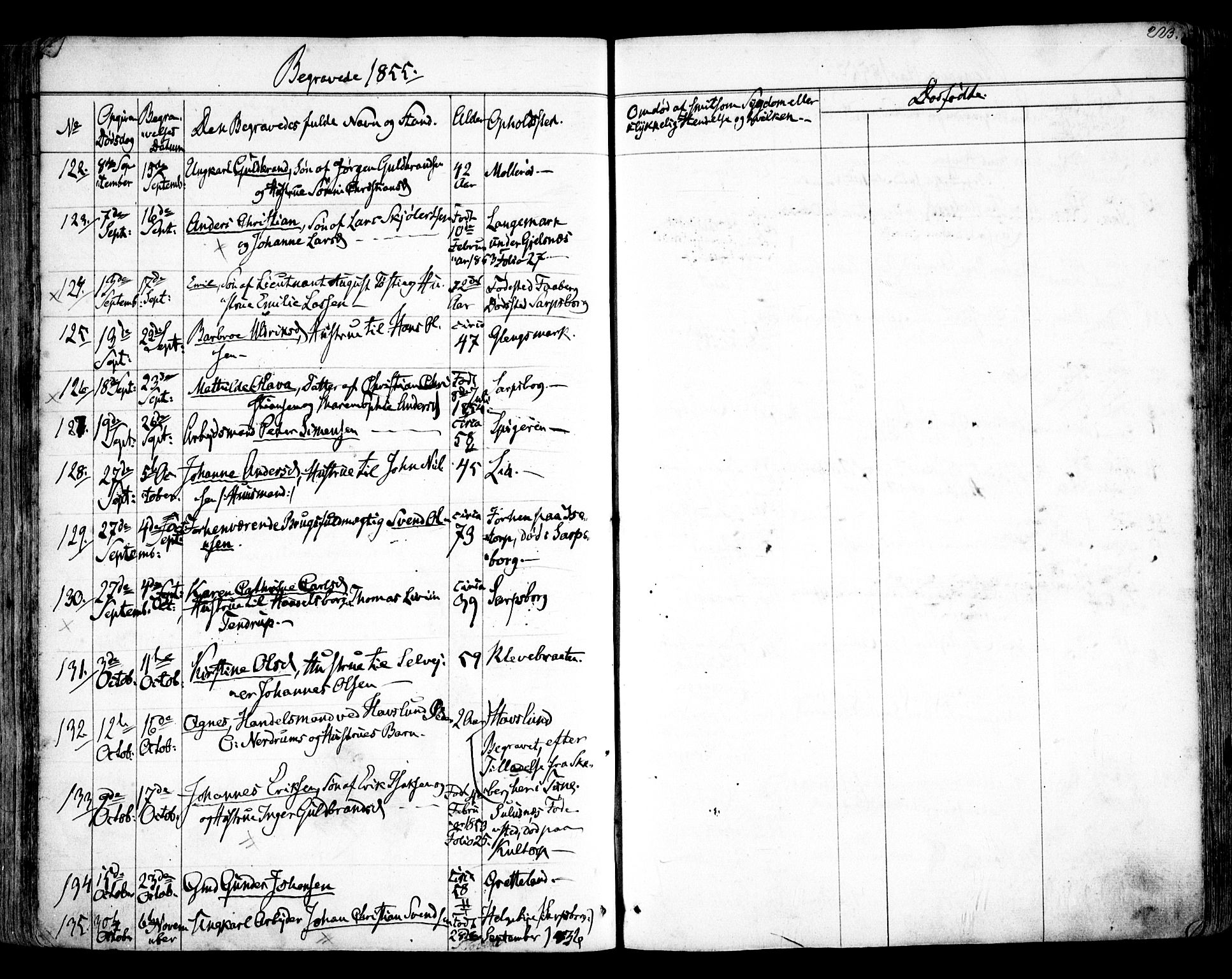 Tune prestekontor Kirkebøker, AV/SAO-A-2007/F/Fa/L0011: Parish register (official) no. 11, 1852-1856, p. 223