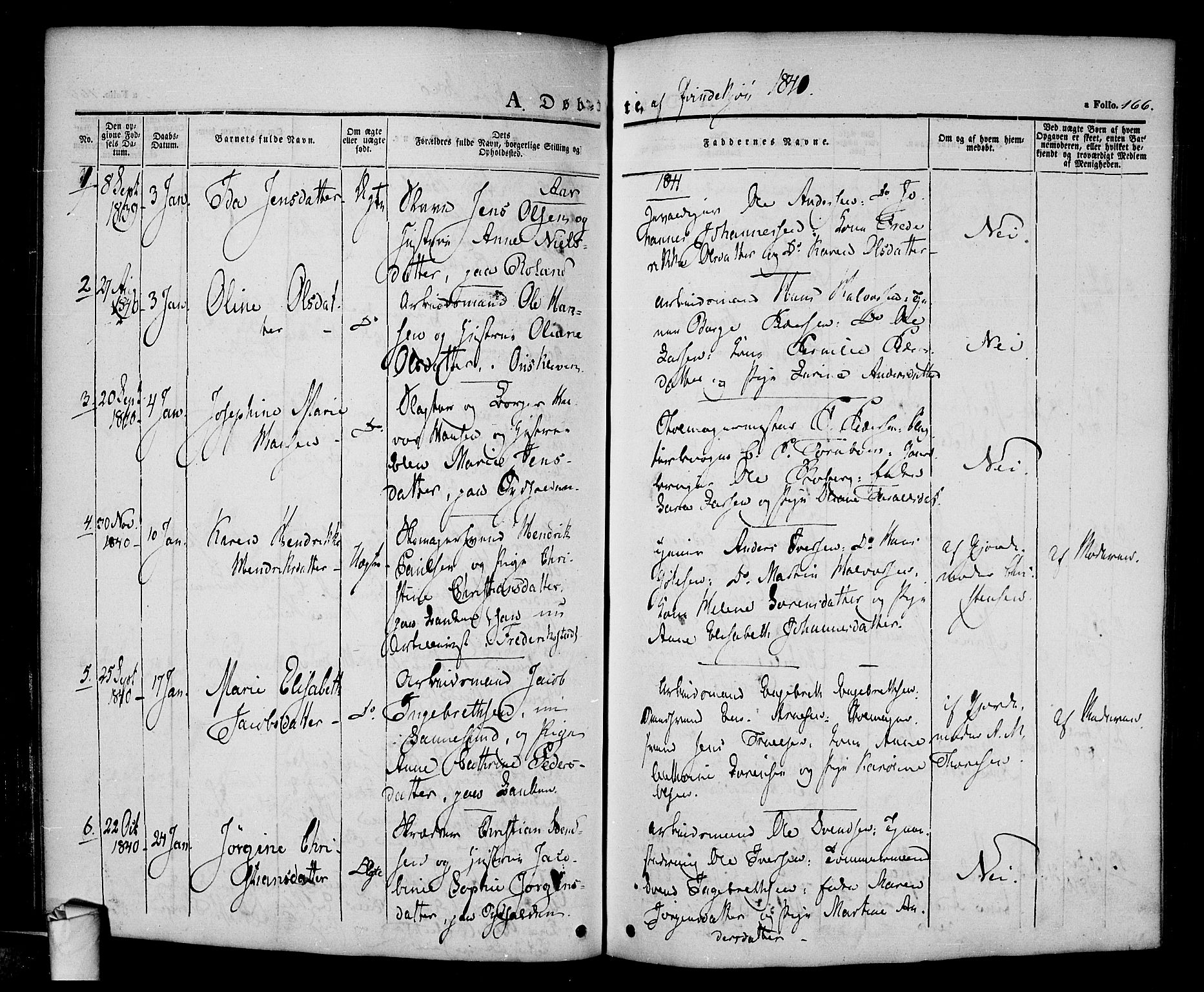 Halden prestekontor Kirkebøker, SAO/A-10909/F/Fa/L0005: Parish register (official) no. I 5, 1834-1845, p. 166