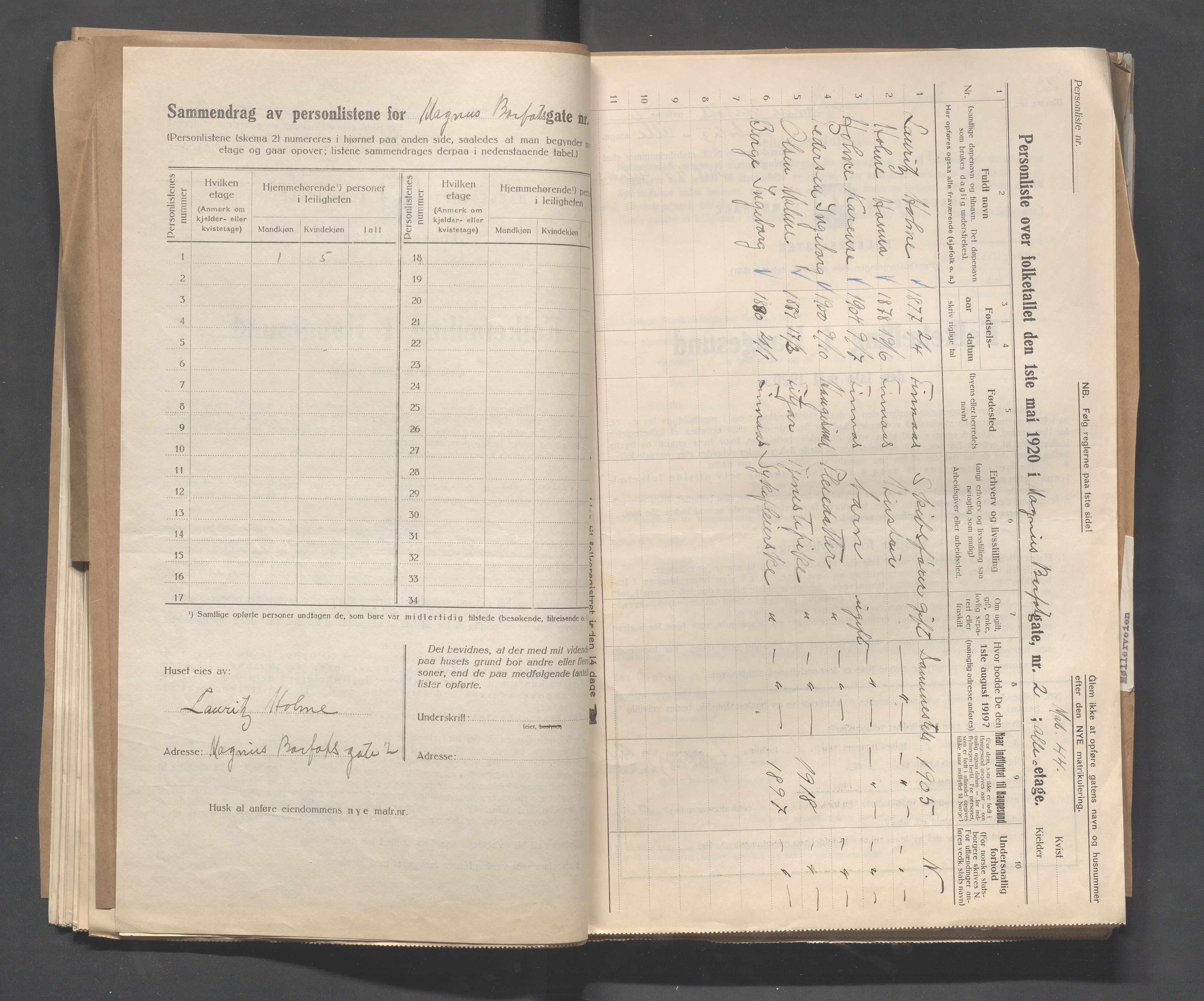 IKAR, Local census 1.5.1920 for Haugesund, 1920, p. 2875