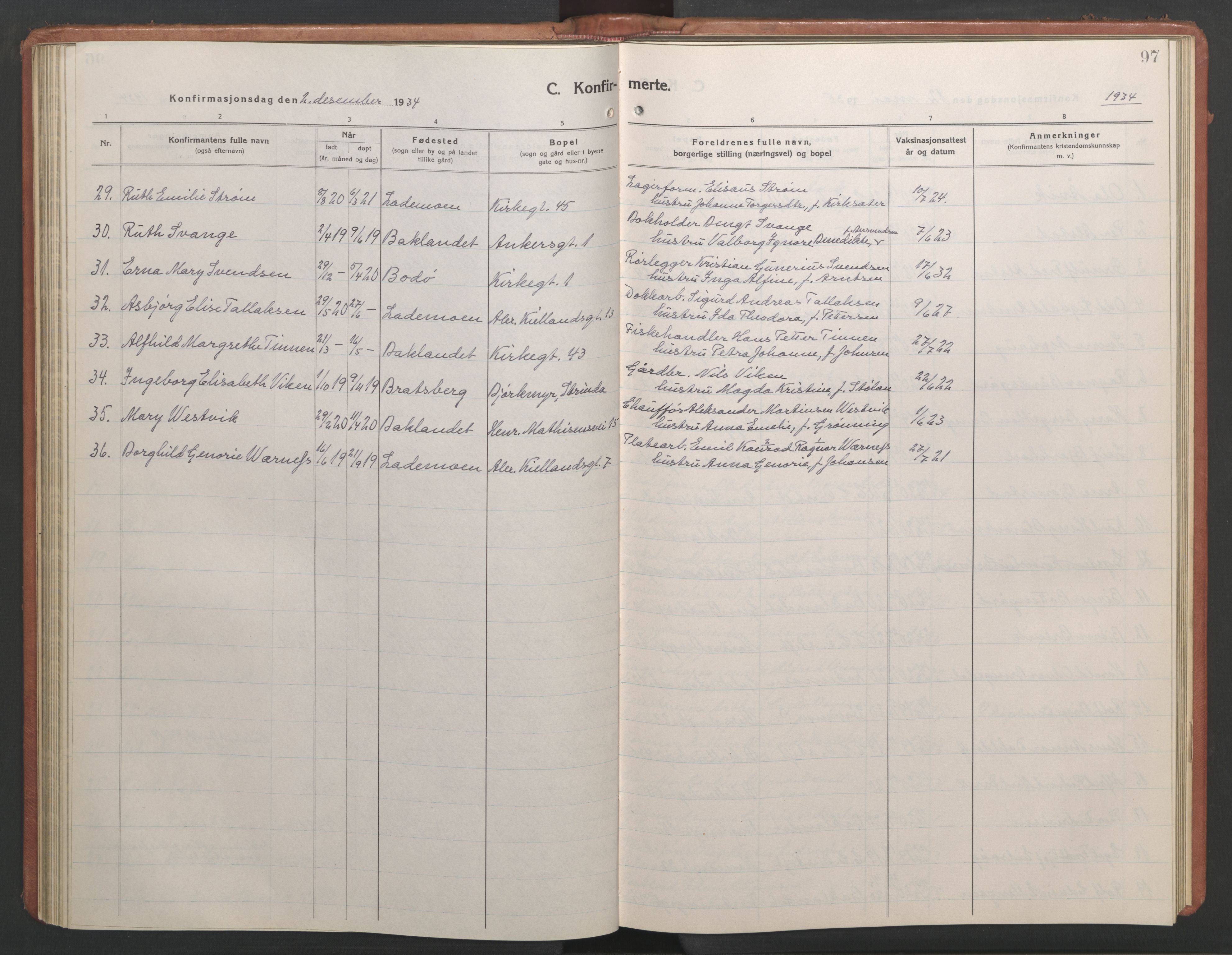 Ministerialprotokoller, klokkerbøker og fødselsregistre - Sør-Trøndelag, SAT/A-1456/604/L0228: Parish register (copy) no. 604C11, 1928-1950, p. 97