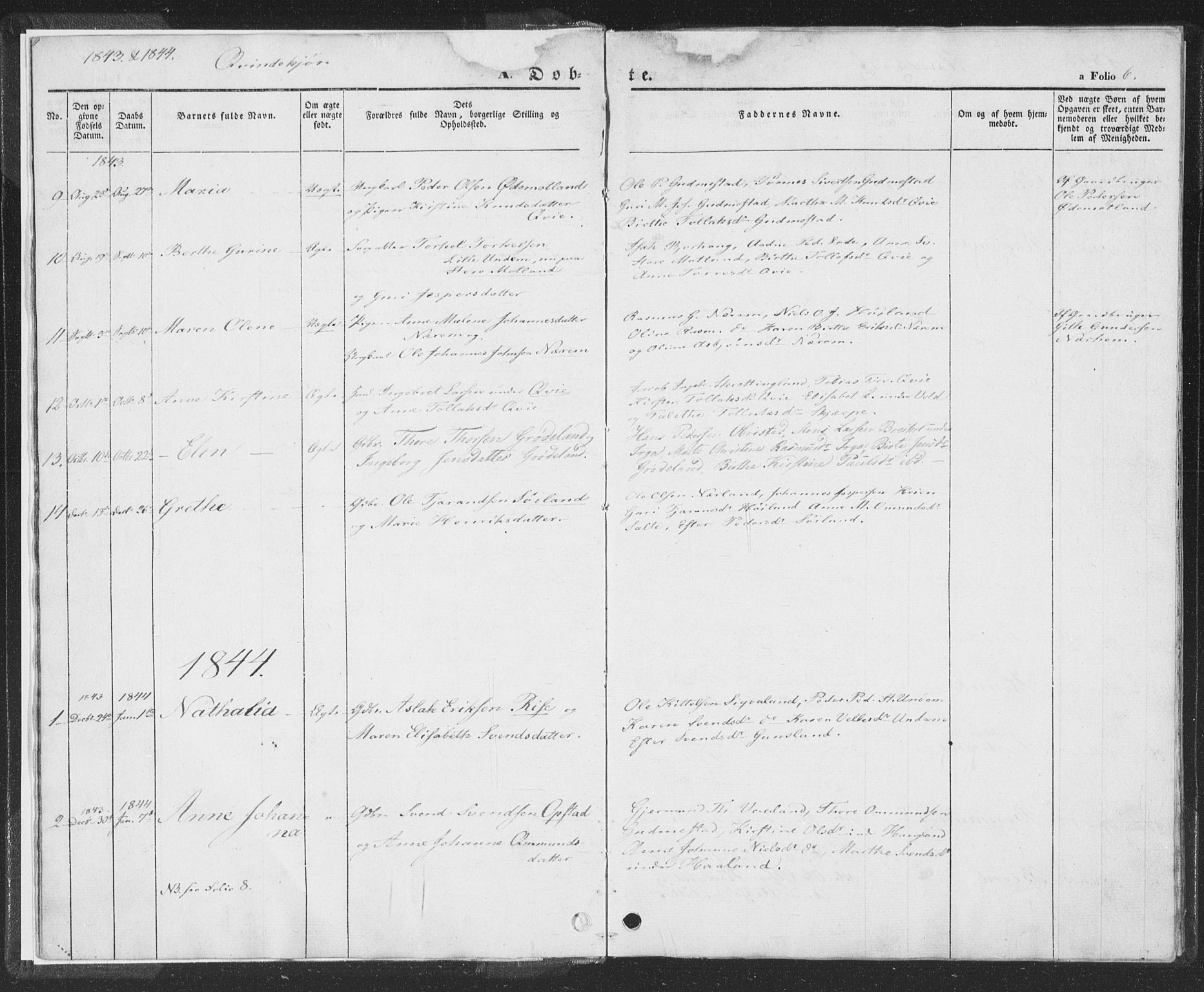 Hå sokneprestkontor, AV/SAST-A-101801/001/30BA/L0006: Parish register (official) no. A 5, 1842-1853, p. 6