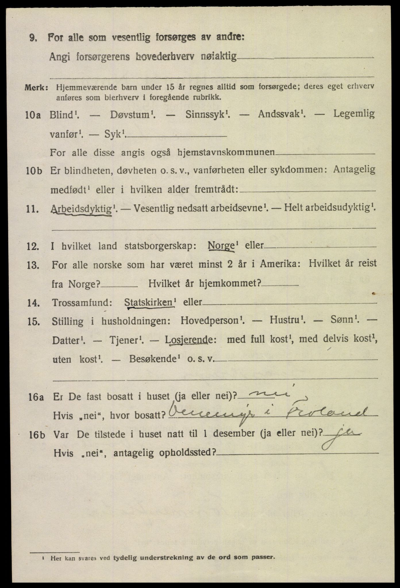 SAK, 1920 census for Froland, 1920, p. 5666