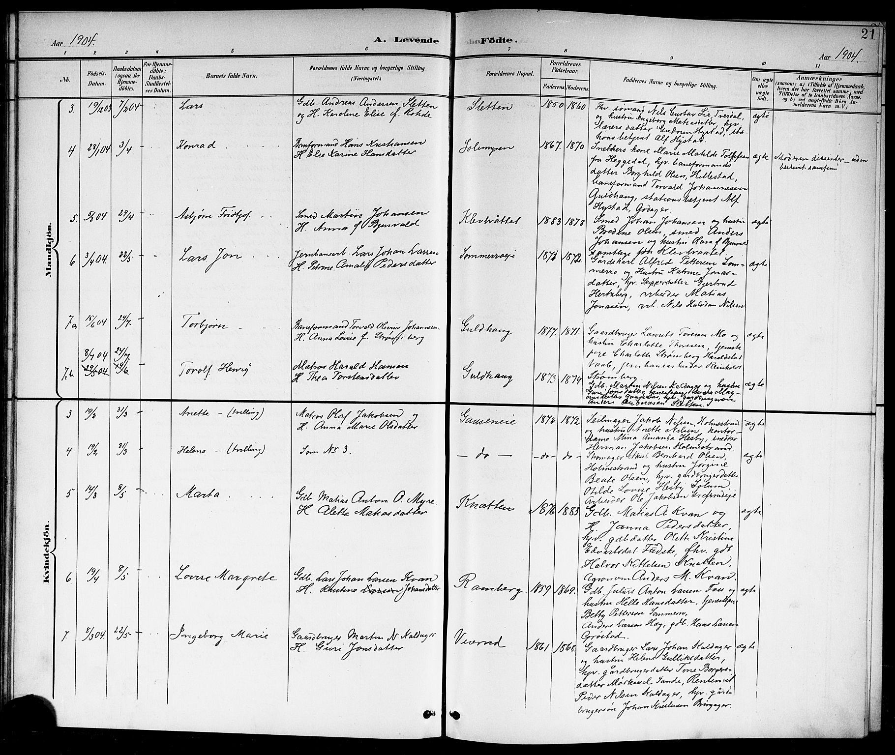 Botne kirkebøker, SAKO/A-340/G/Ga/L0004: Parish register (copy) no. I 4, 1899-1915, p. 21