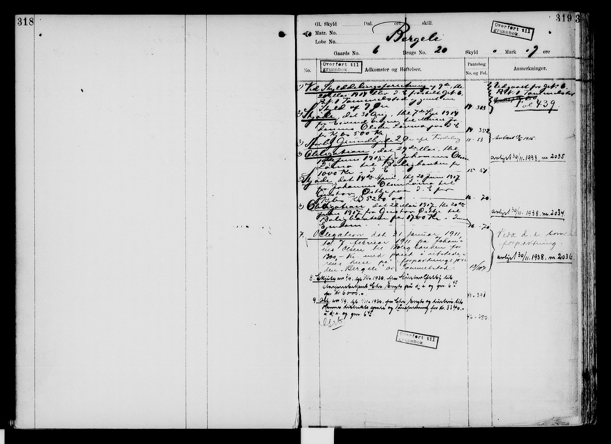 Nord-Hedmark sorenskriveri, SAH/TING-012/H/Ha/Had/Hade/L0004: Mortgage register no. 4.4, 1910-1940, p. 318-319