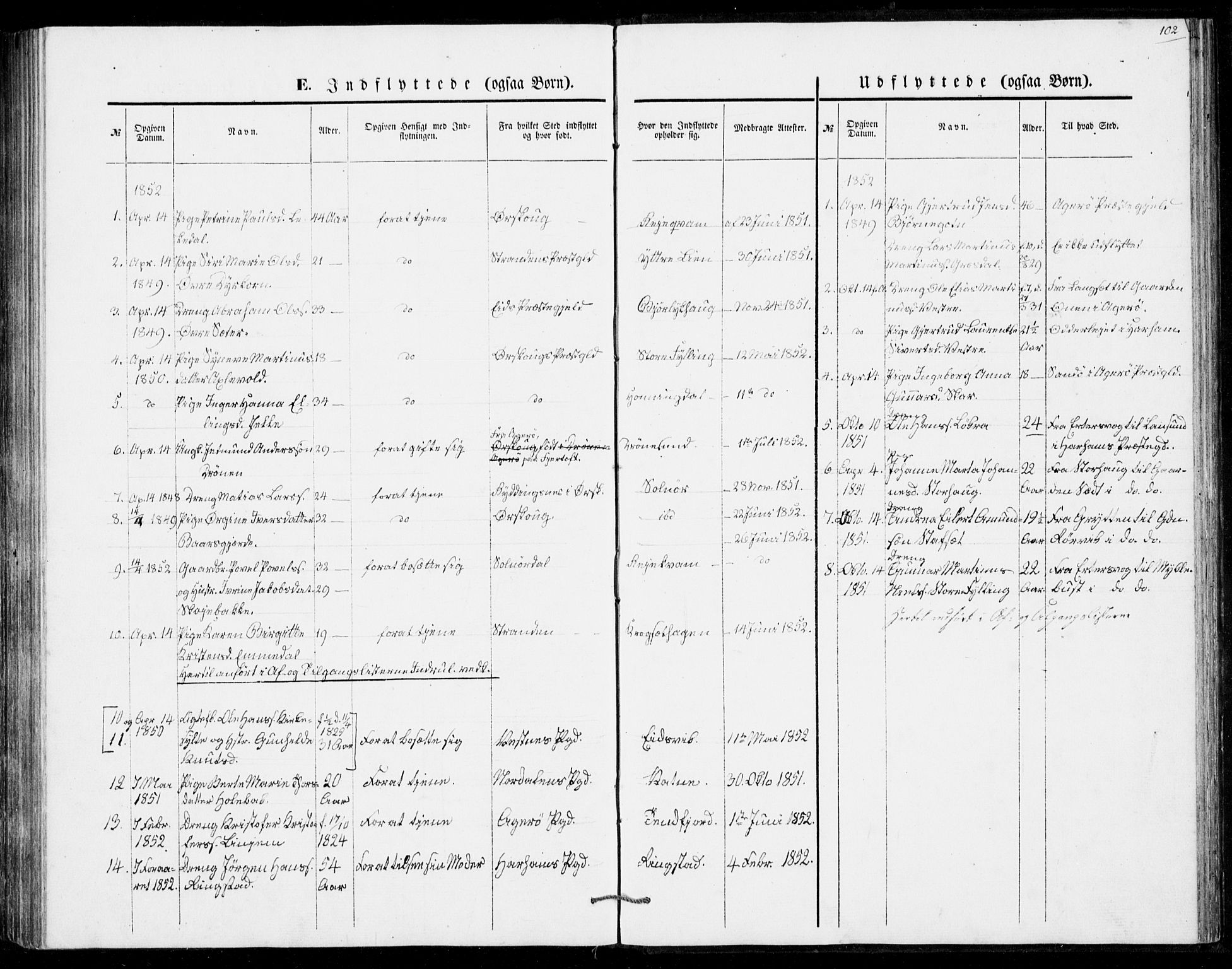 Ministerialprotokoller, klokkerbøker og fødselsregistre - Møre og Romsdal, SAT/A-1454/524/L0353: Parish register (official) no. 524A05, 1848-1856, p. 102