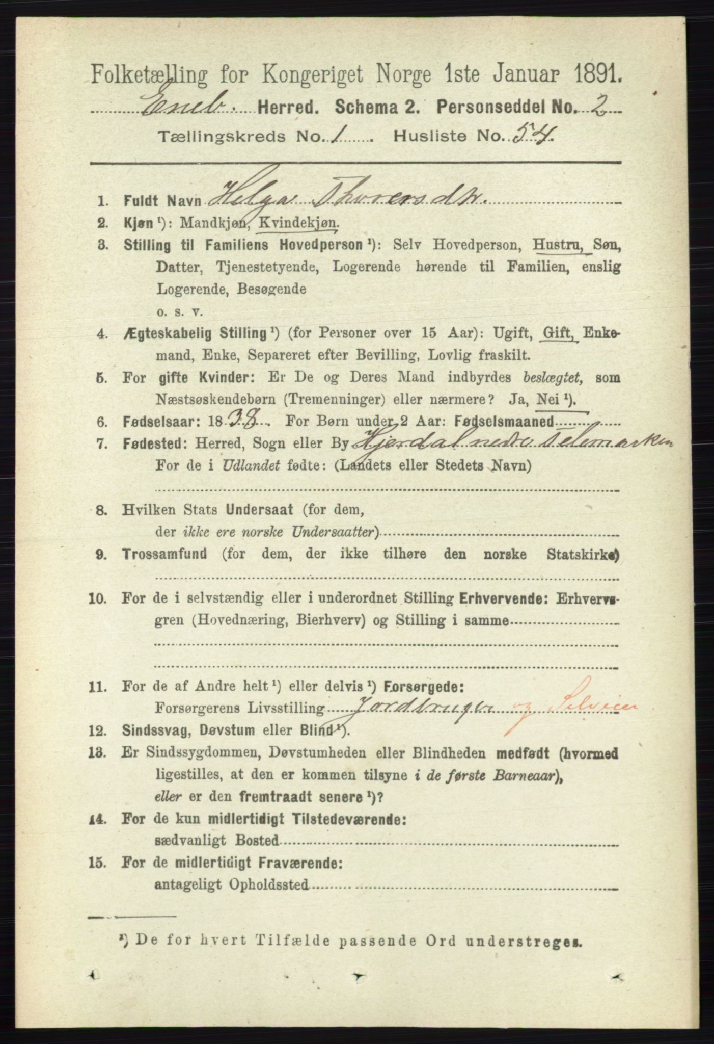 RA, 1891 census for 0229 Enebakk, 1891, p. 400