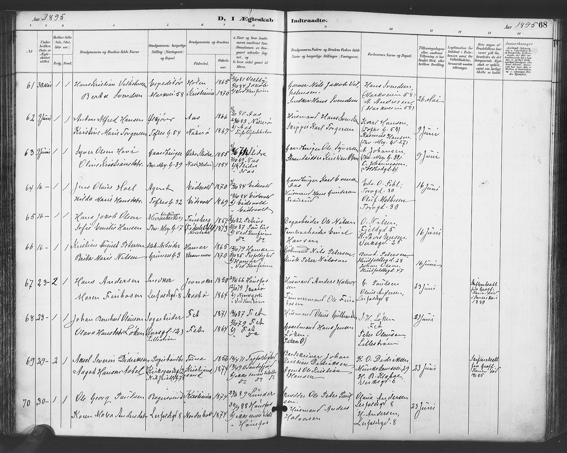Paulus prestekontor Kirkebøker, SAO/A-10871/F/Fa/L0009: Parish register (official) no. 9, 1891-1901, p. 68