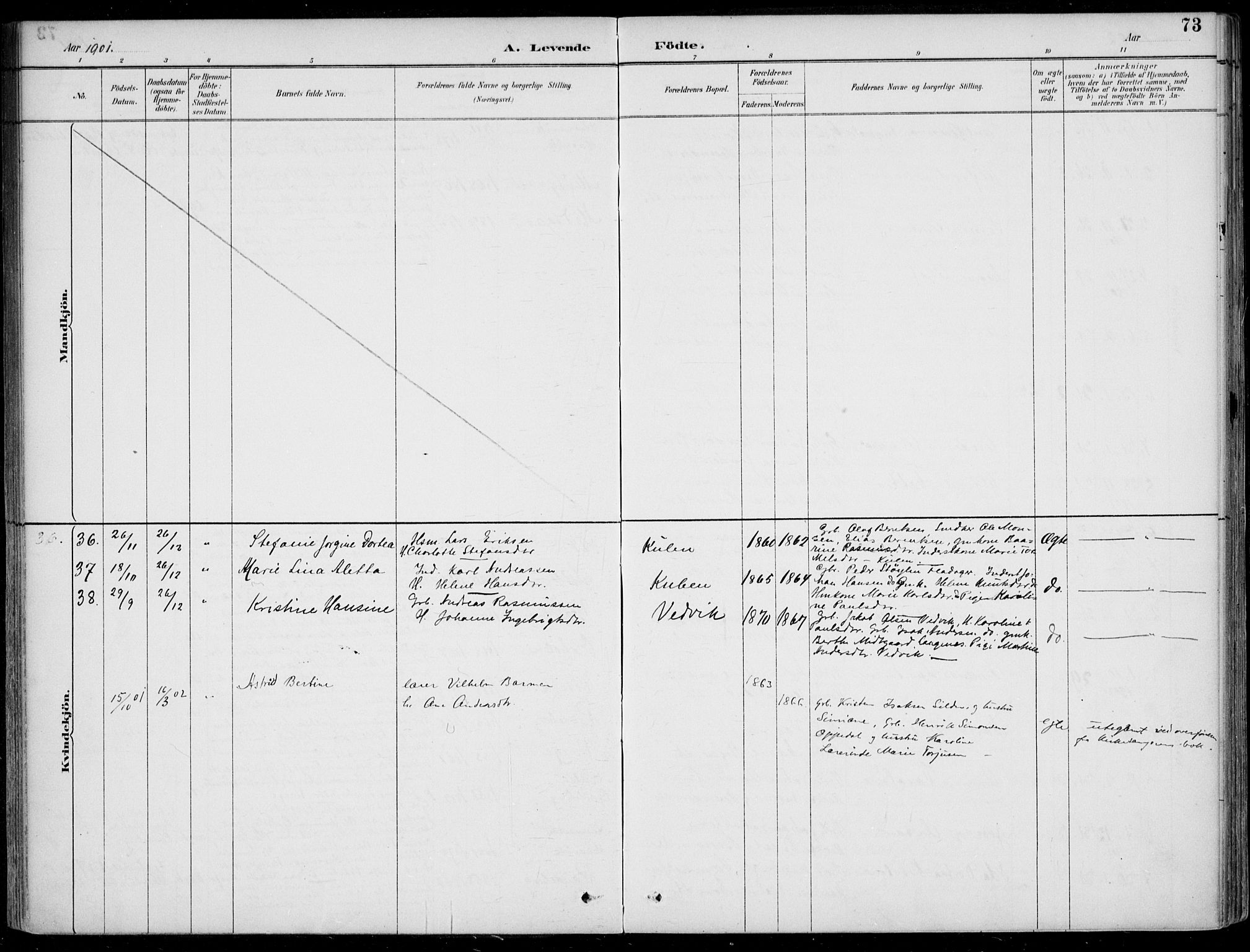 Selje sokneprestembete, AV/SAB-A-99938/H/Ha/Haa/Haac/L0002: Parish register (official) no. C  2, 1889-1904, p. 73