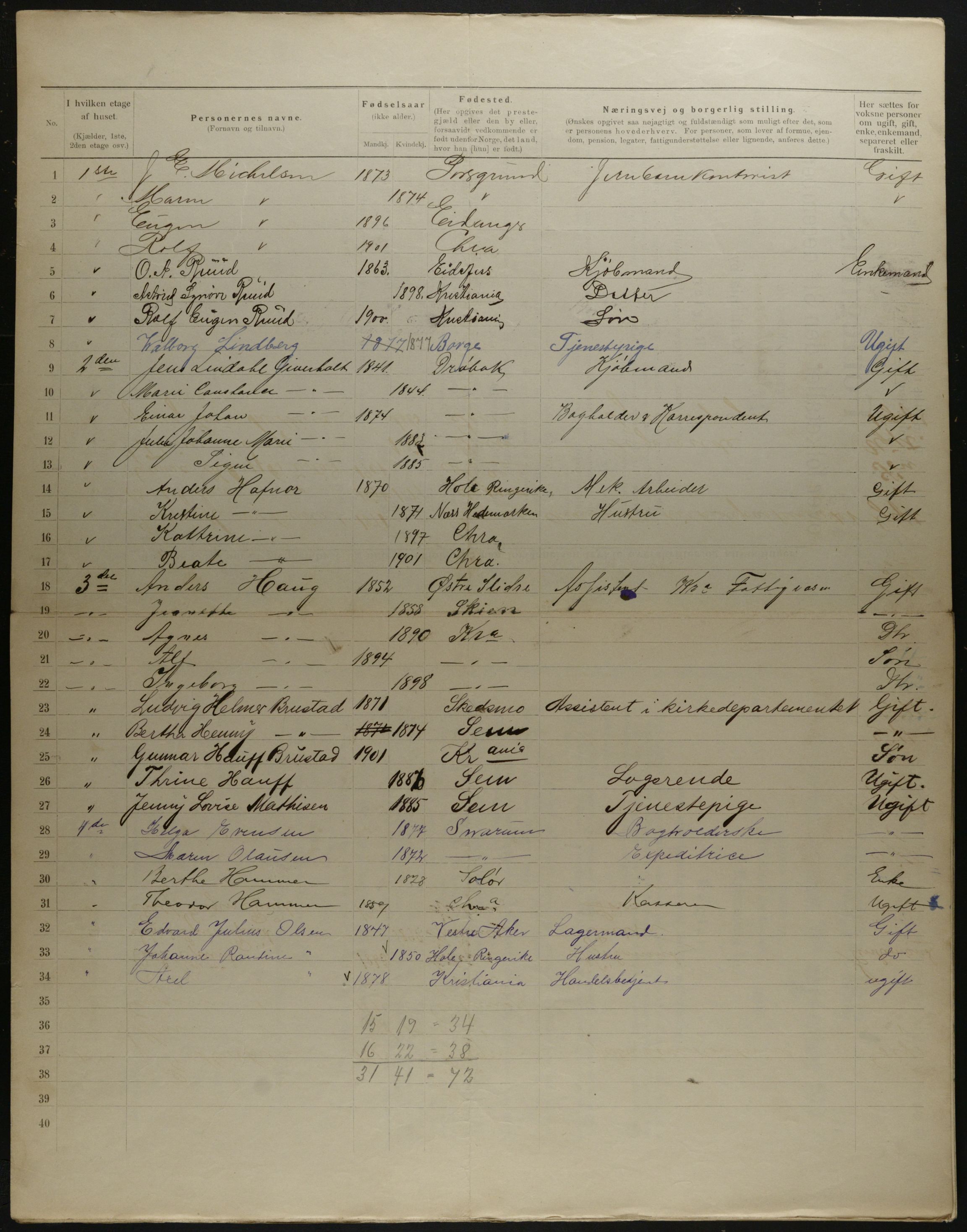 OBA, Municipal Census 1901 for Kristiania, 1901, p. 12673