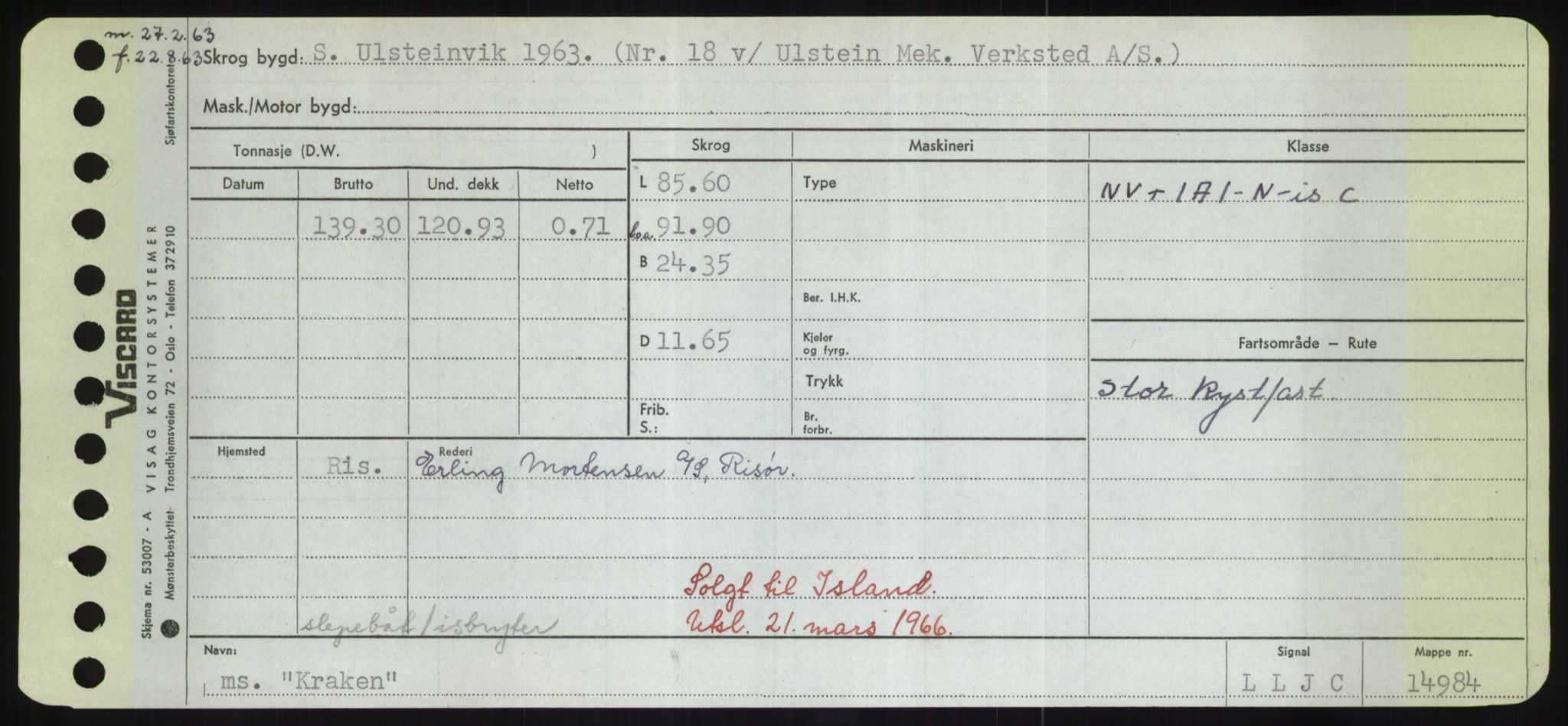 Sjøfartsdirektoratet med forløpere, Skipsmålingen, RA/S-1627/H/Hd/L0021: Fartøy, Kor-Kår, p. 137