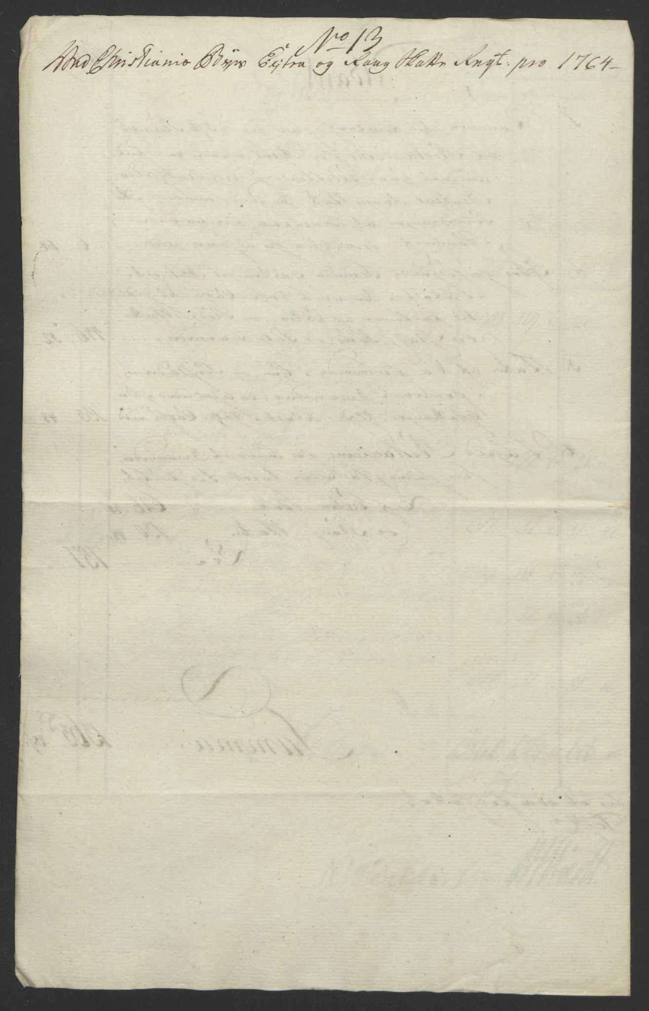 Rentekammeret inntil 1814, Reviderte regnskaper, Byregnskaper, AV/RA-EA-4066/R/Re/L0072/0001: [E13] Kontribusjonsregnskap / Ekstraskatt, 1763-1764, p. 365