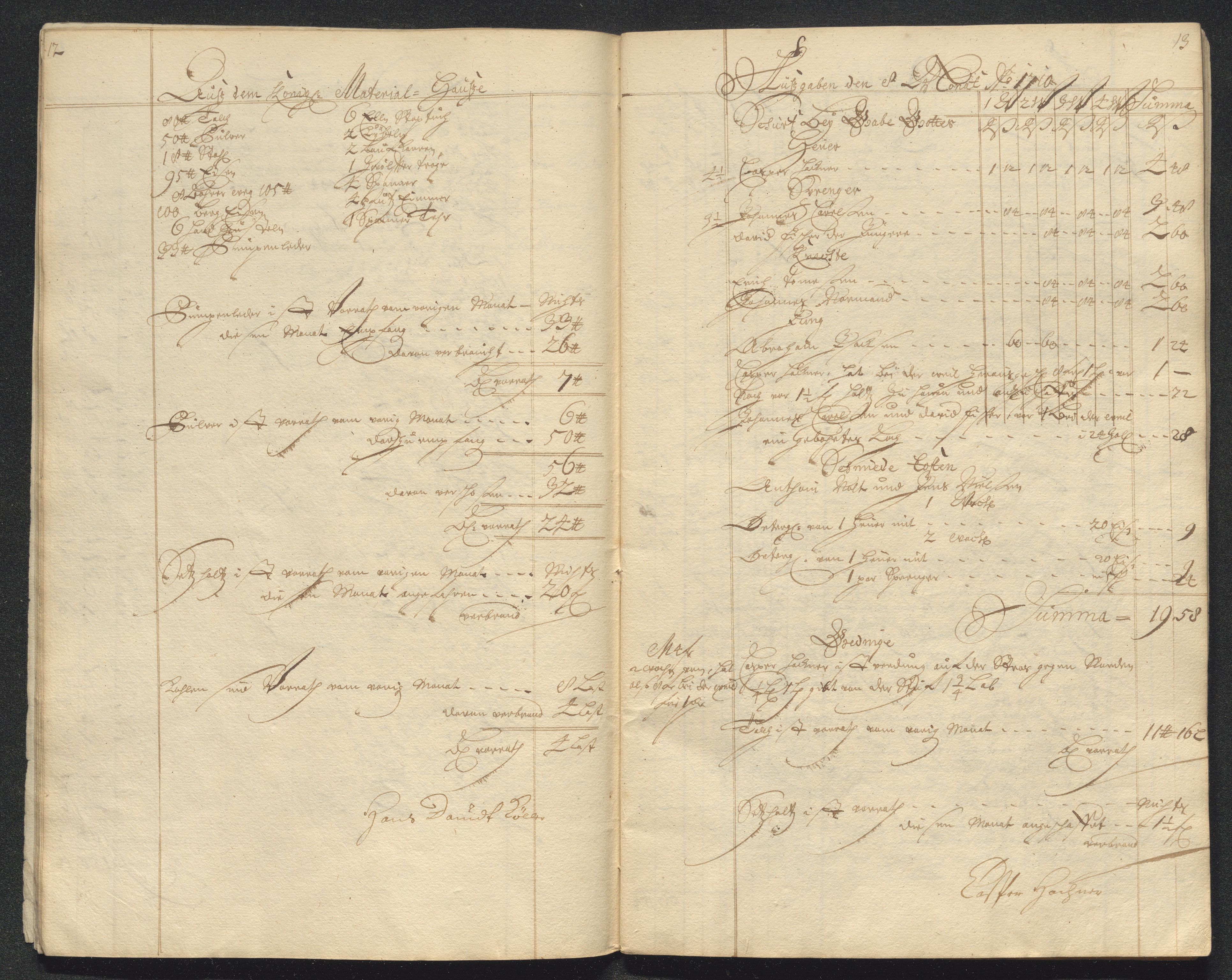 Kongsberg Sølvverk 1623-1816, AV/SAKO-EA-3135/001/D/Dc/Dcd/L0098: Utgiftsregnskap for gruver m.m. , 1710, p. 289