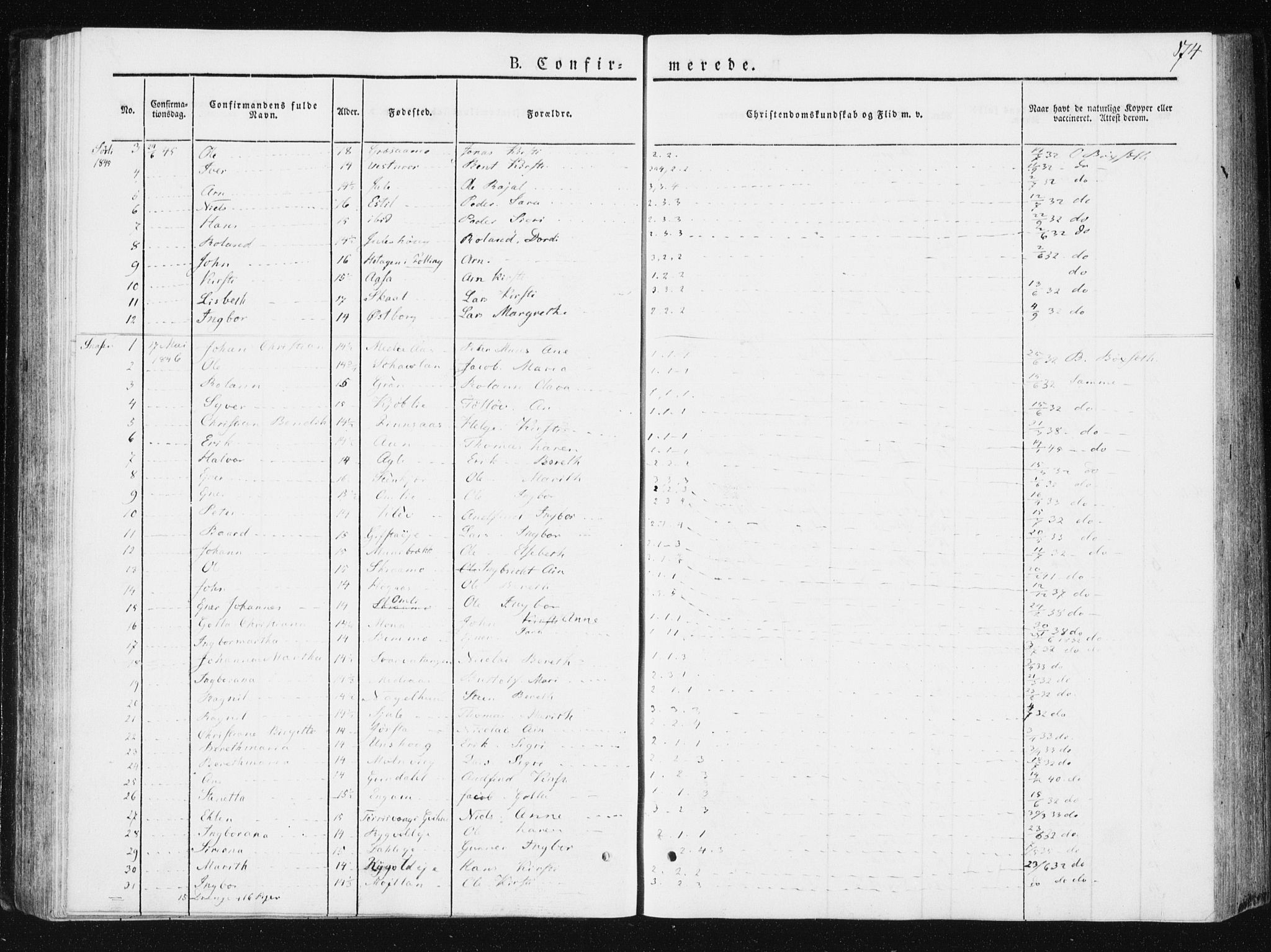 Ministerialprotokoller, klokkerbøker og fødselsregistre - Nord-Trøndelag, SAT/A-1458/749/L0470: Parish register (official) no. 749A04, 1834-1853, p. 74