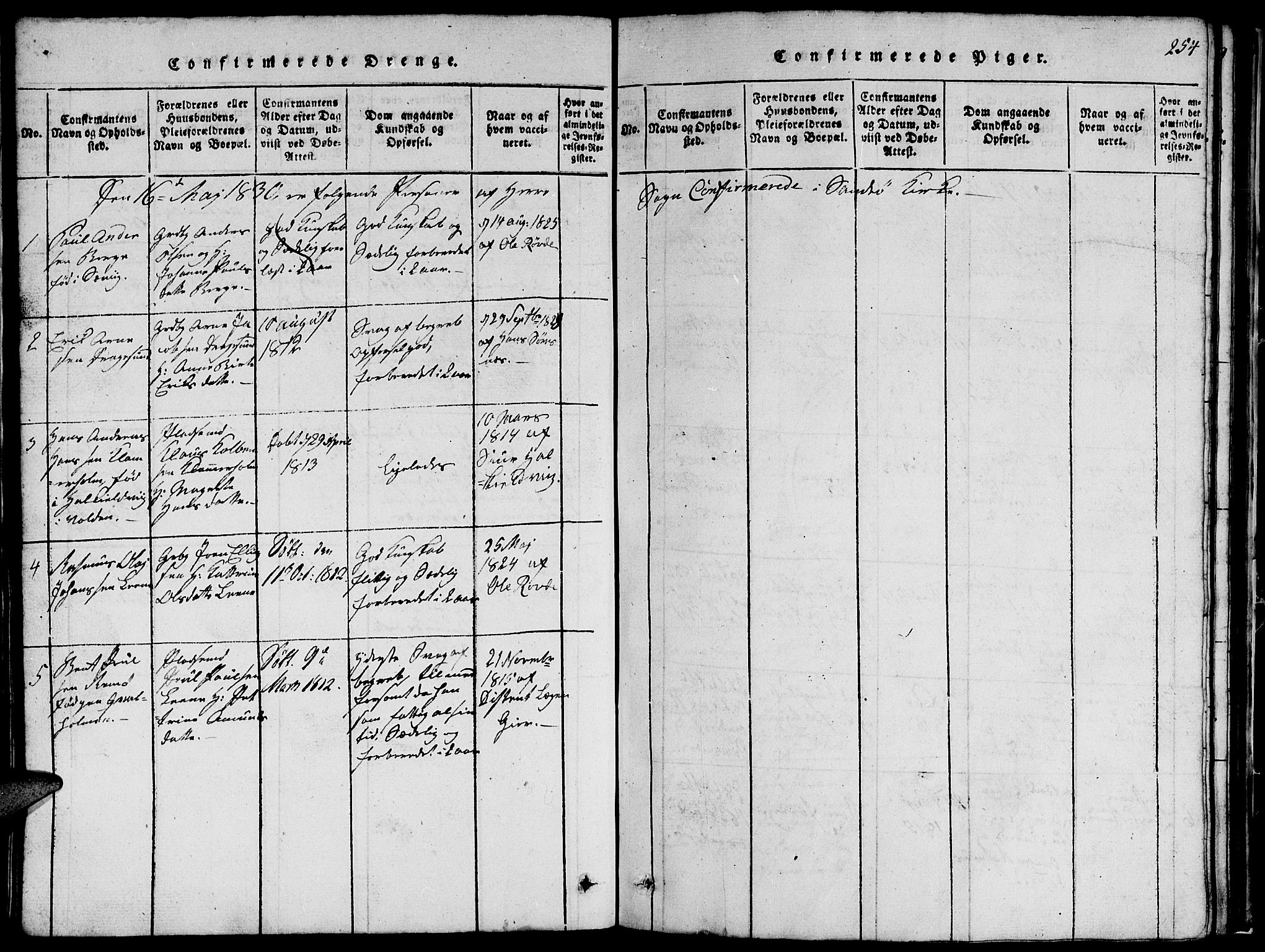 Ministerialprotokoller, klokkerbøker og fødselsregistre - Møre og Romsdal, SAT/A-1454/507/L0078: Parish register (copy) no. 507C01, 1816-1840, p. 254