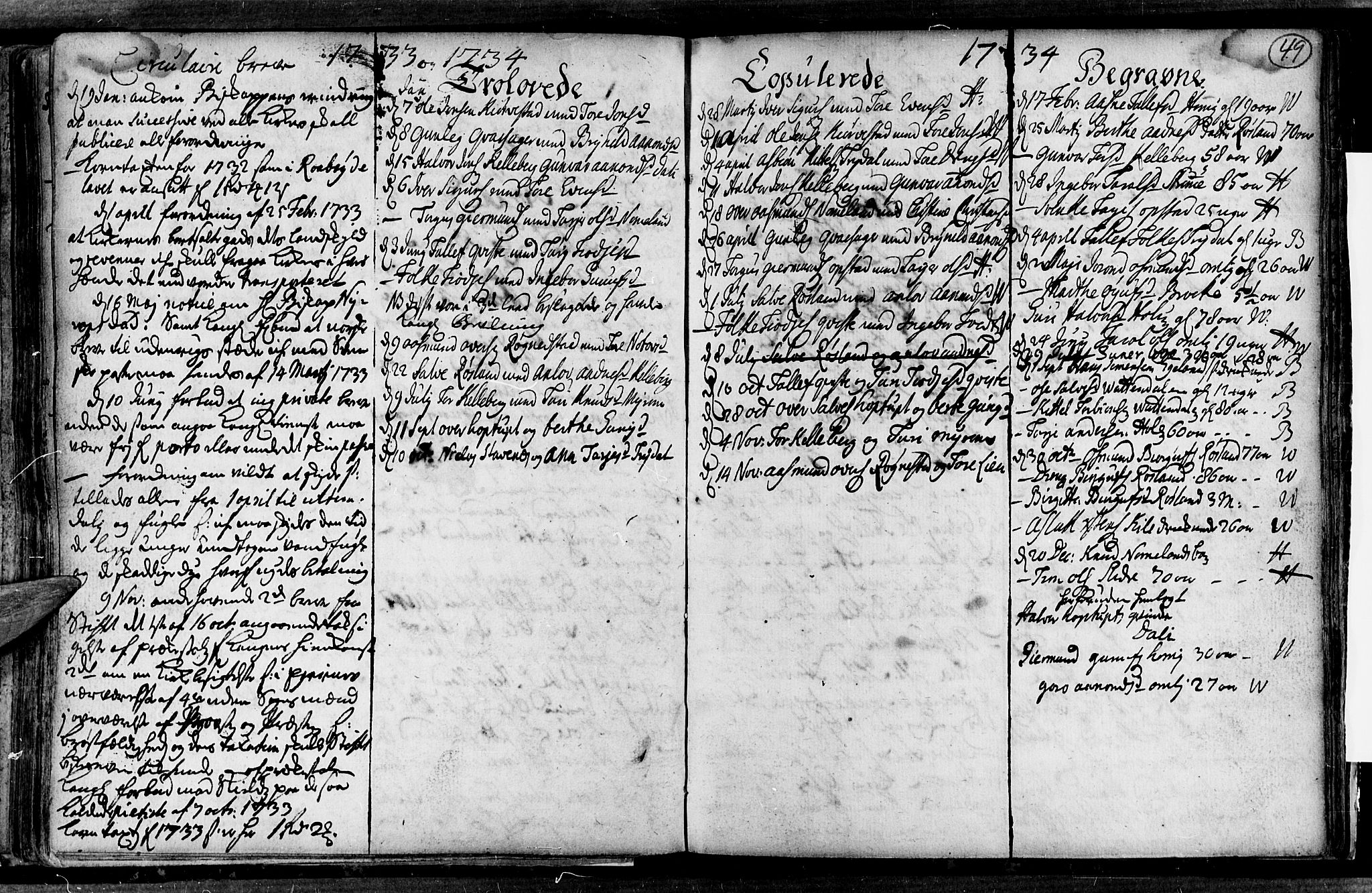 Valle sokneprestkontor, SAK/1111-0044/F/Fa/Fac/L0001: Parish register (official) no. A 1, 1714-1745, p. 49