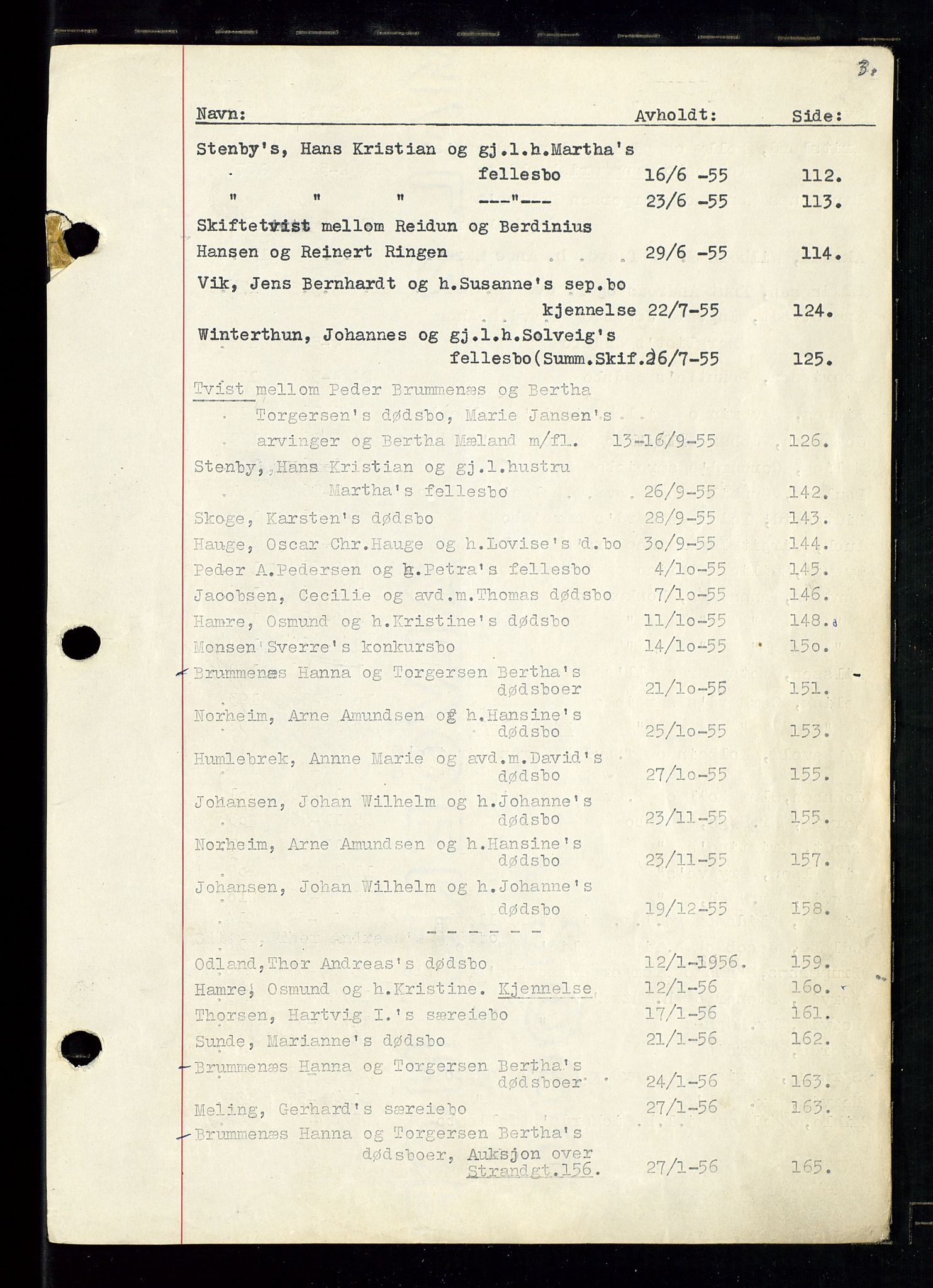 Haugesund tingrett, AV/SAST-A-101415/01/IV/IVC/L0009: Skifteforhandlingsprotokoll, med register, 1953-1965, p. 3