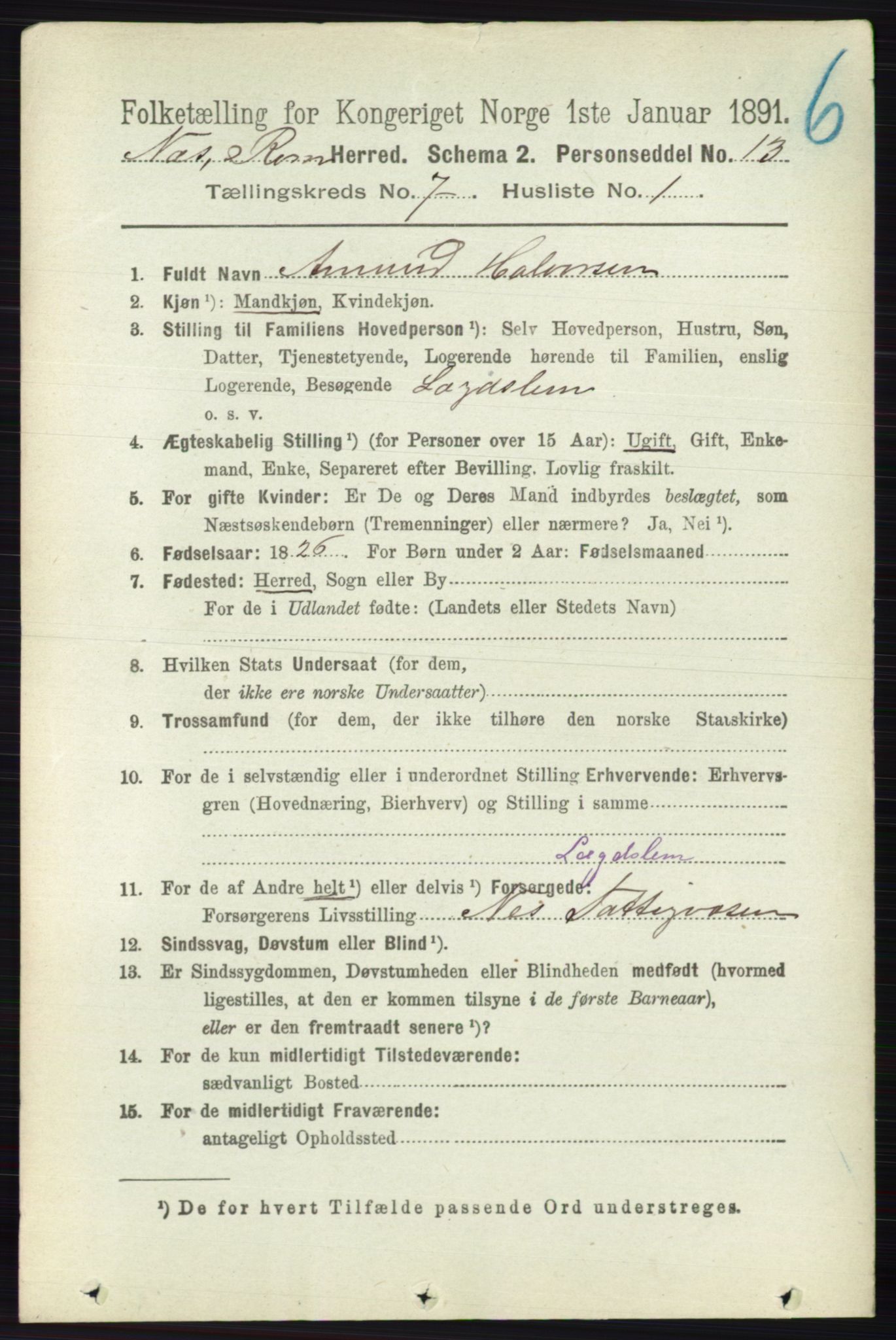 RA, 1891 census for 0236 Nes, 1891, p. 4024