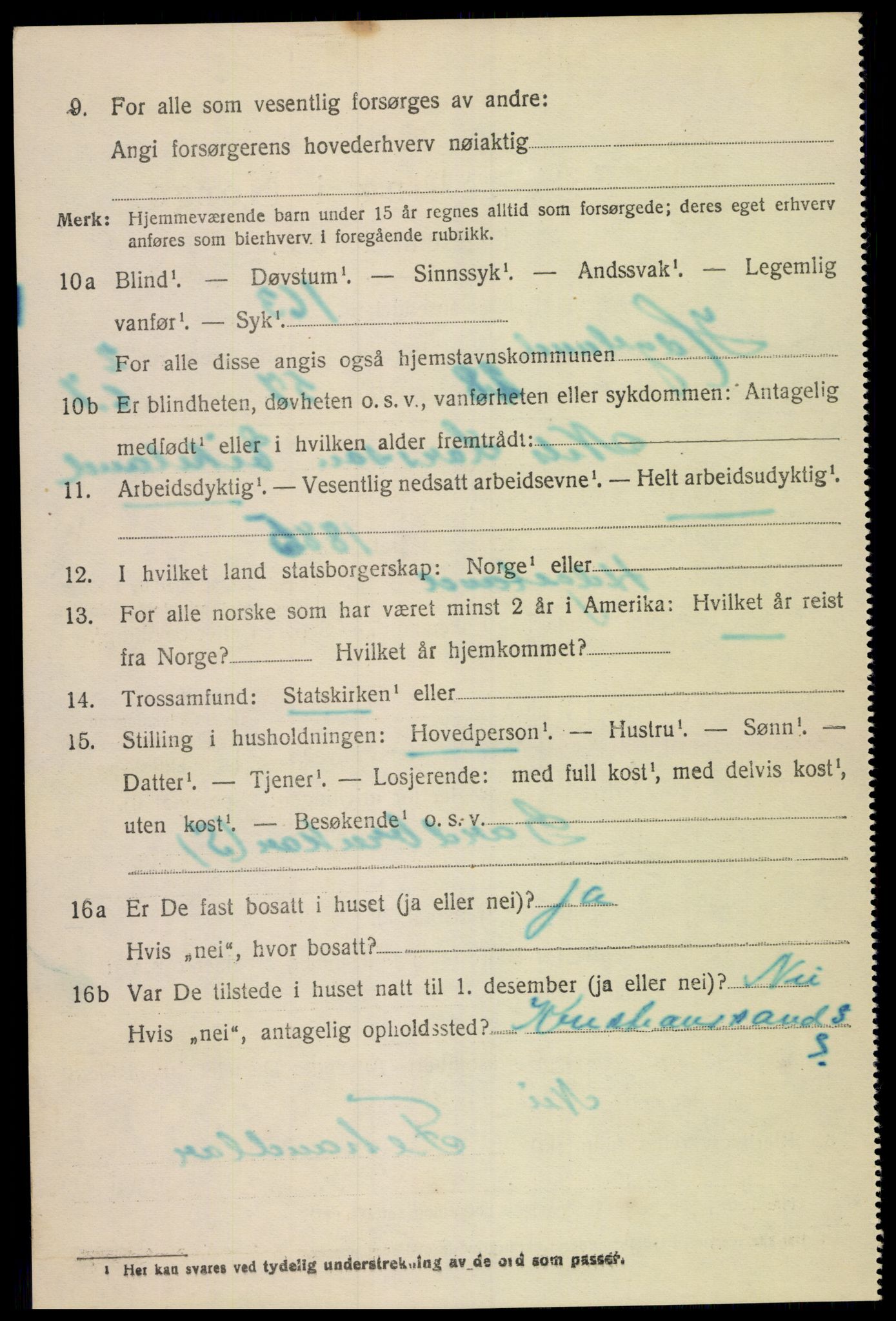 SAK, 1920 census for Hægeland, 1920, p. 936