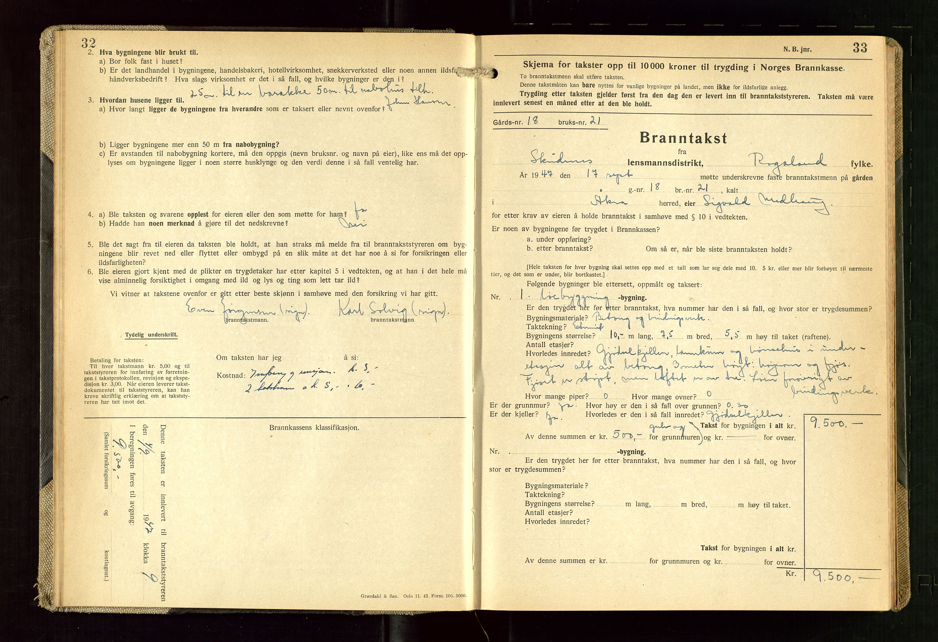 Skudenes lensmannskontor, SAST/A-100444/Gob/L0003: "Brandtakstprotokoll", 1942-1954, p. 32-33