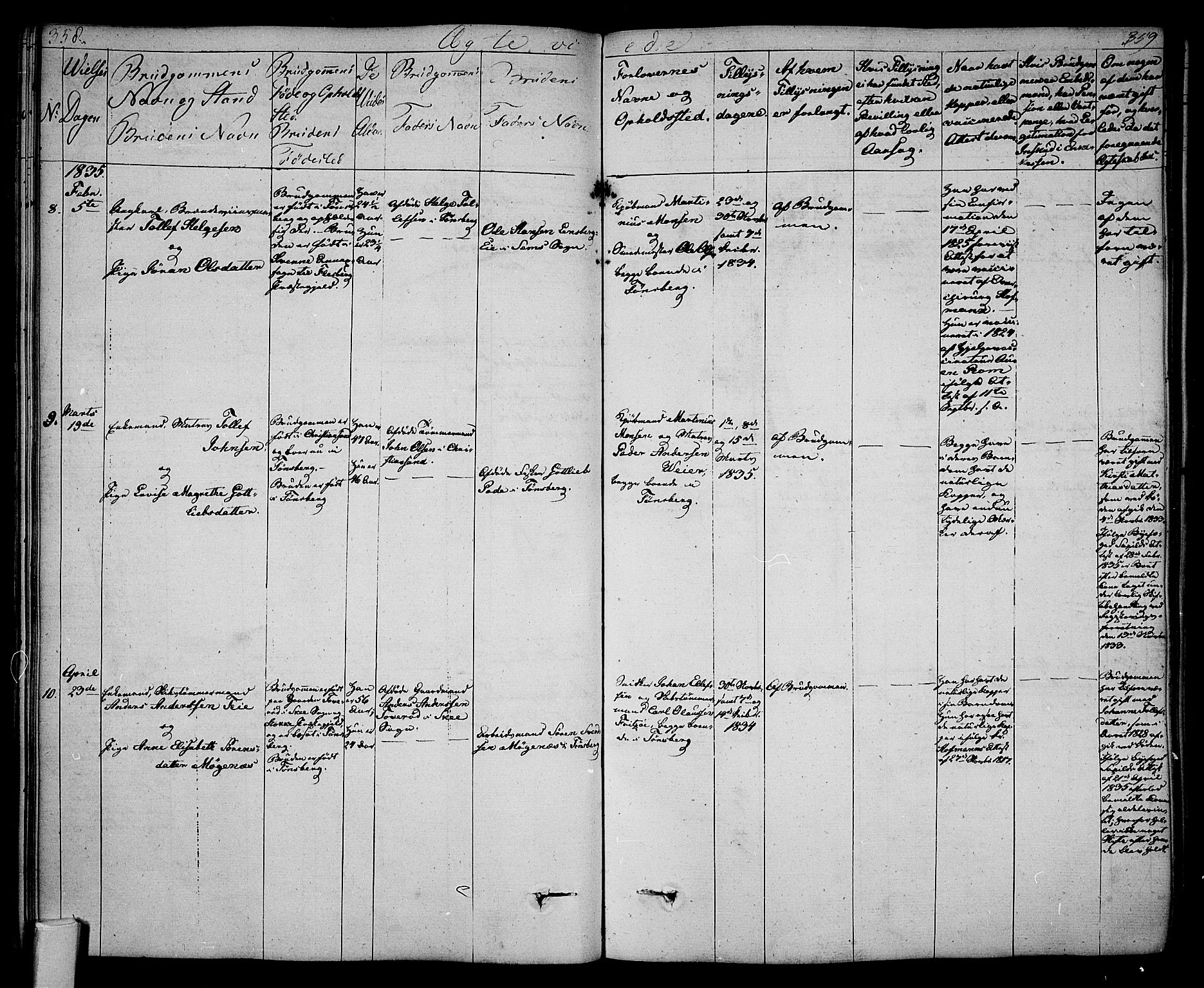 Tønsberg kirkebøker, AV/SAKO-A-330/F/Fa/L0005: Parish register (official) no. I 5, 1827-1836, p. 358-359