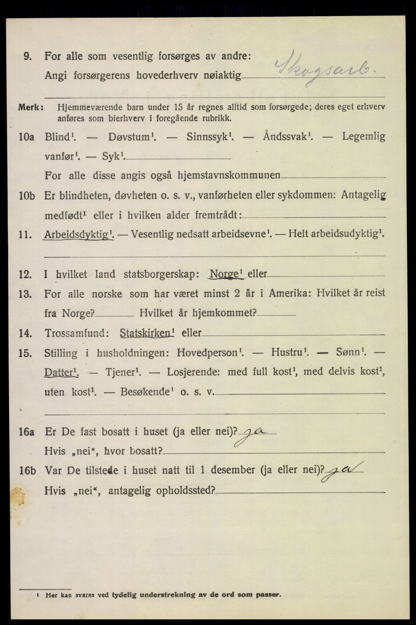 SAH, 1920 census for Trysil, 1920, p. 7856