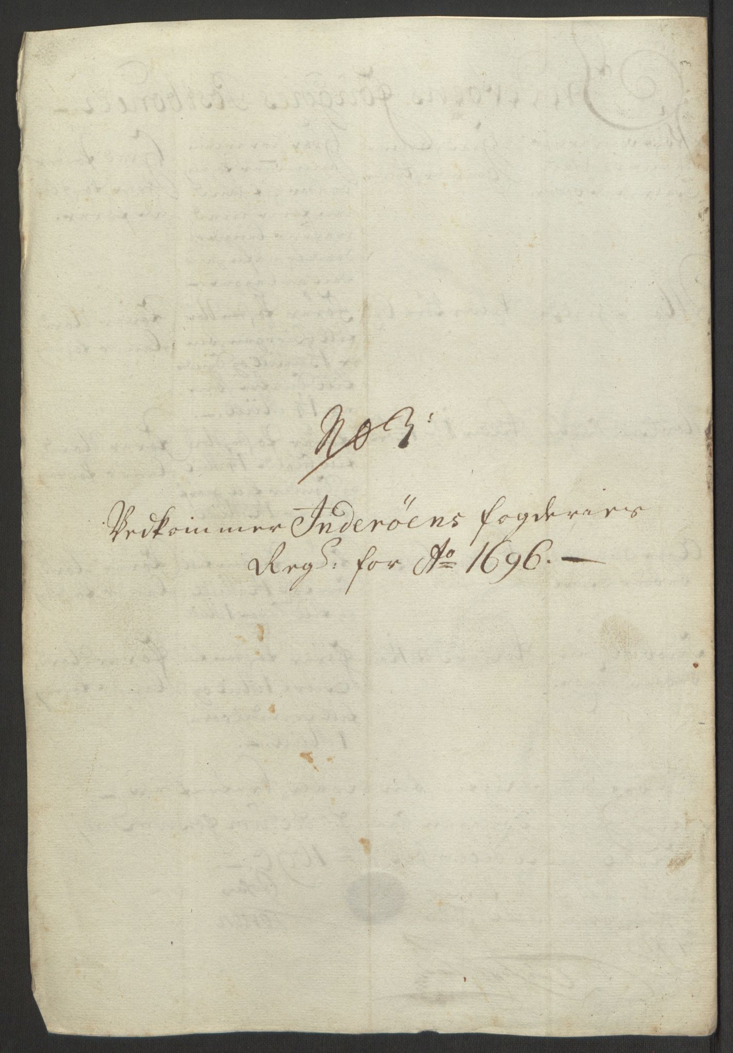 Rentekammeret inntil 1814, Reviderte regnskaper, Fogderegnskap, AV/RA-EA-4092/R63/L4309: Fogderegnskap Inderøy, 1695-1697, p. 326