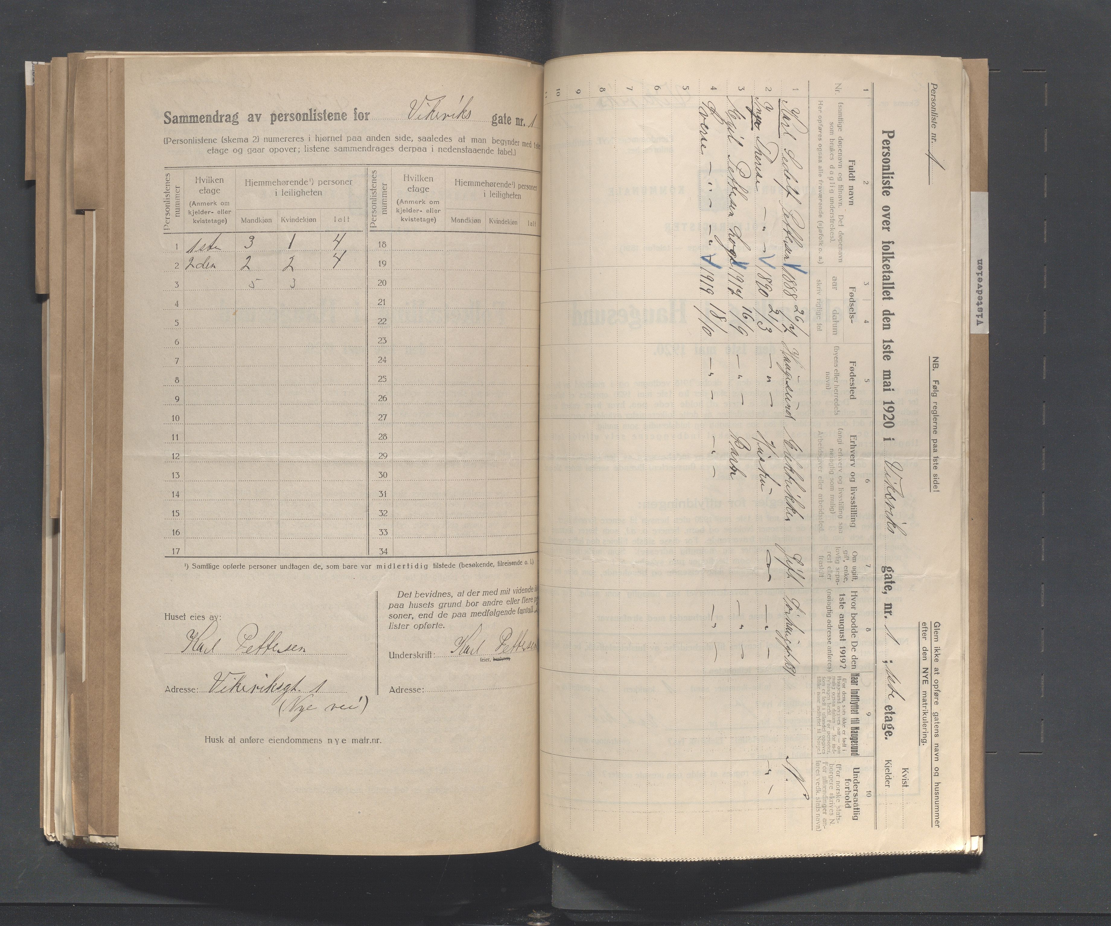 IKAR, Local census 1.5.1920 for Haugesund, 1920, p. 5274